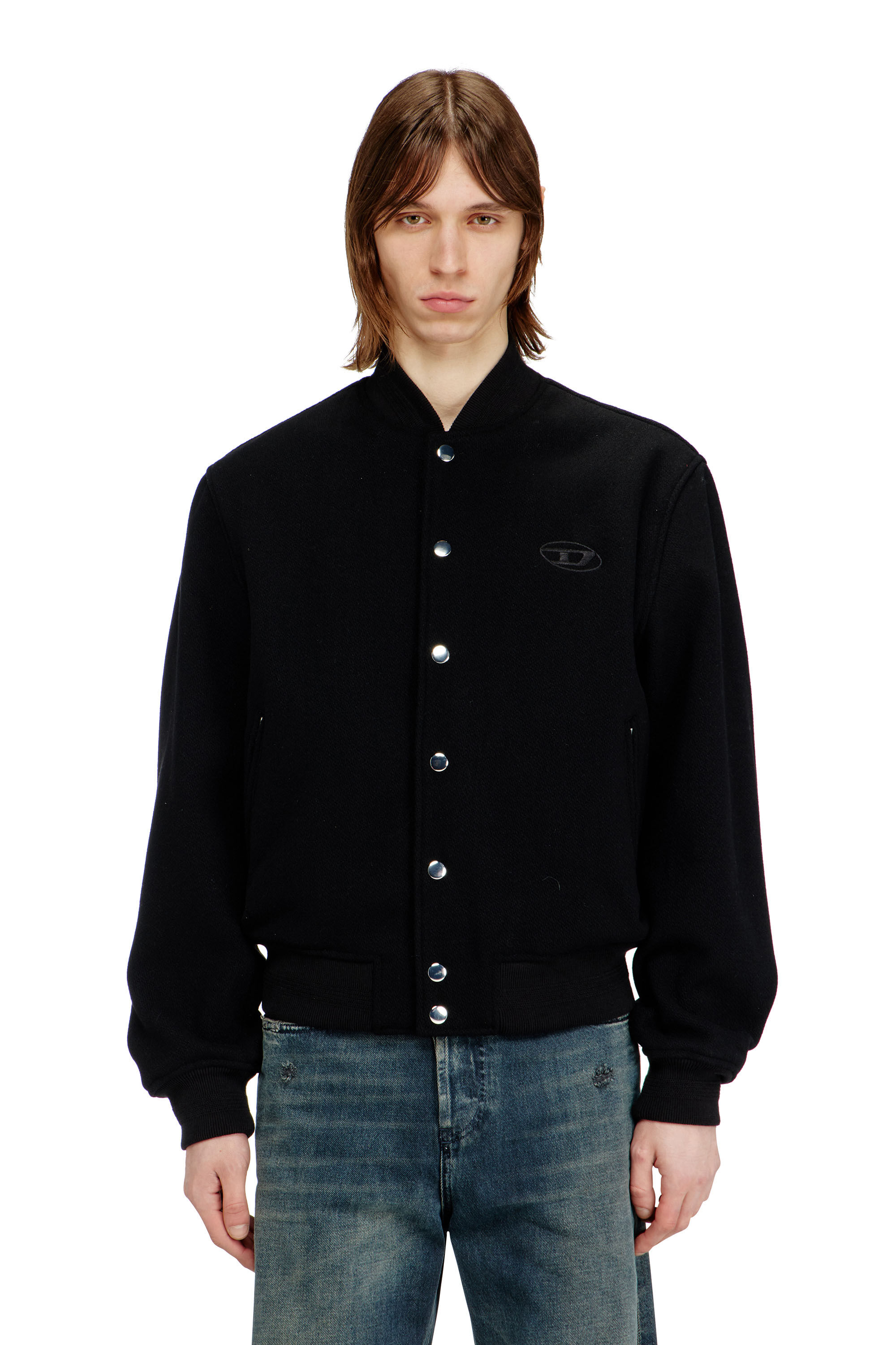 Diesel - J-ARRY-WRD, Chaqueta bomber de mezcla de lana afieltrada Hombre in Negro - 3