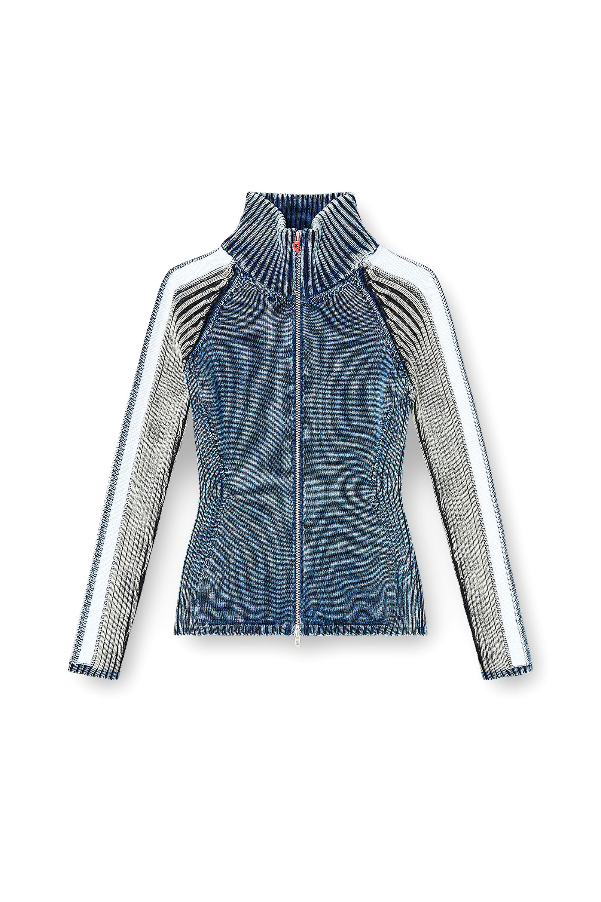 Women's Zip-up cardigan with sporty bands | Multicolor | Diesel