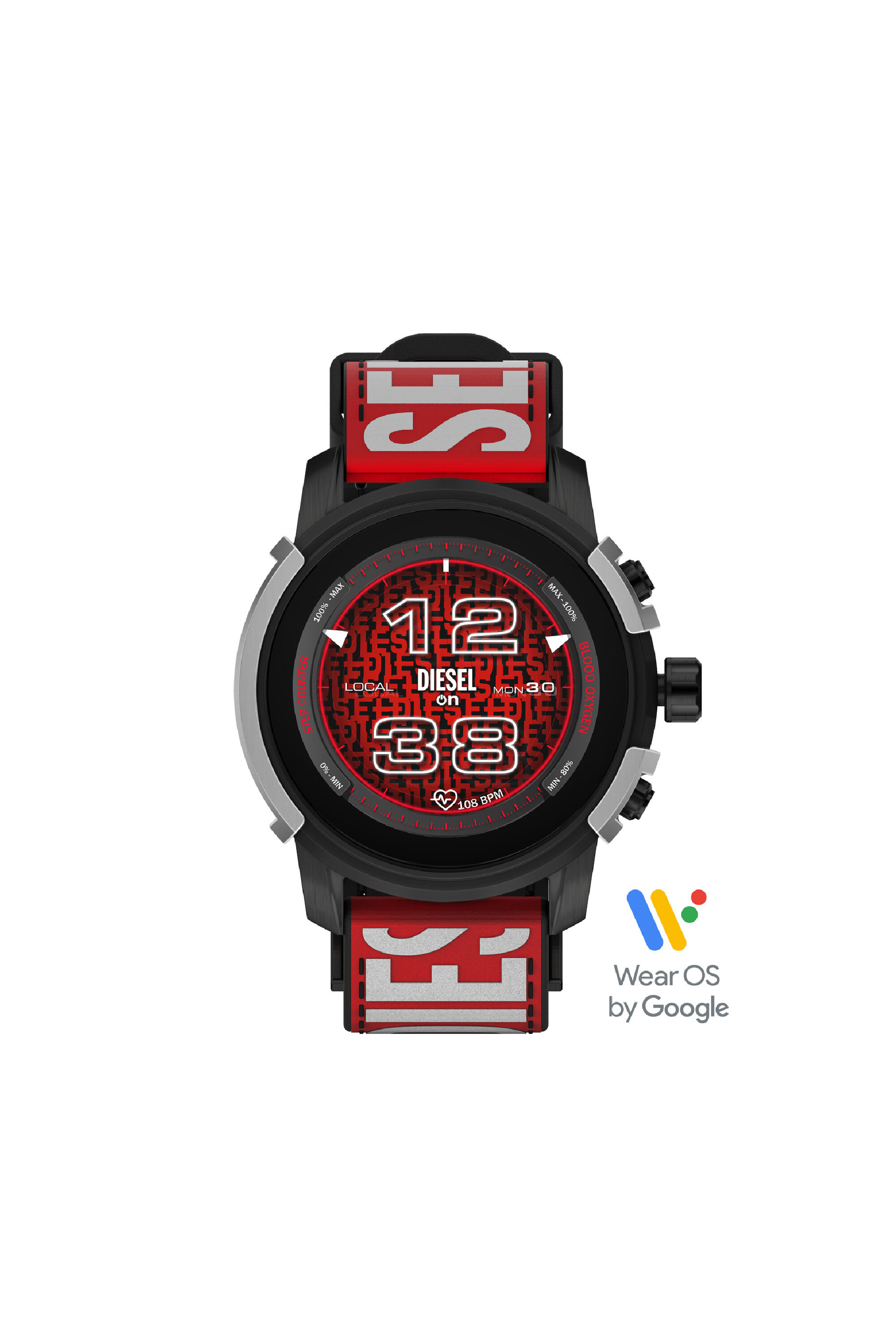 Diesel - DZT2041, Male's Griffed nylon and silicone smartwatch in Black/Red - 5