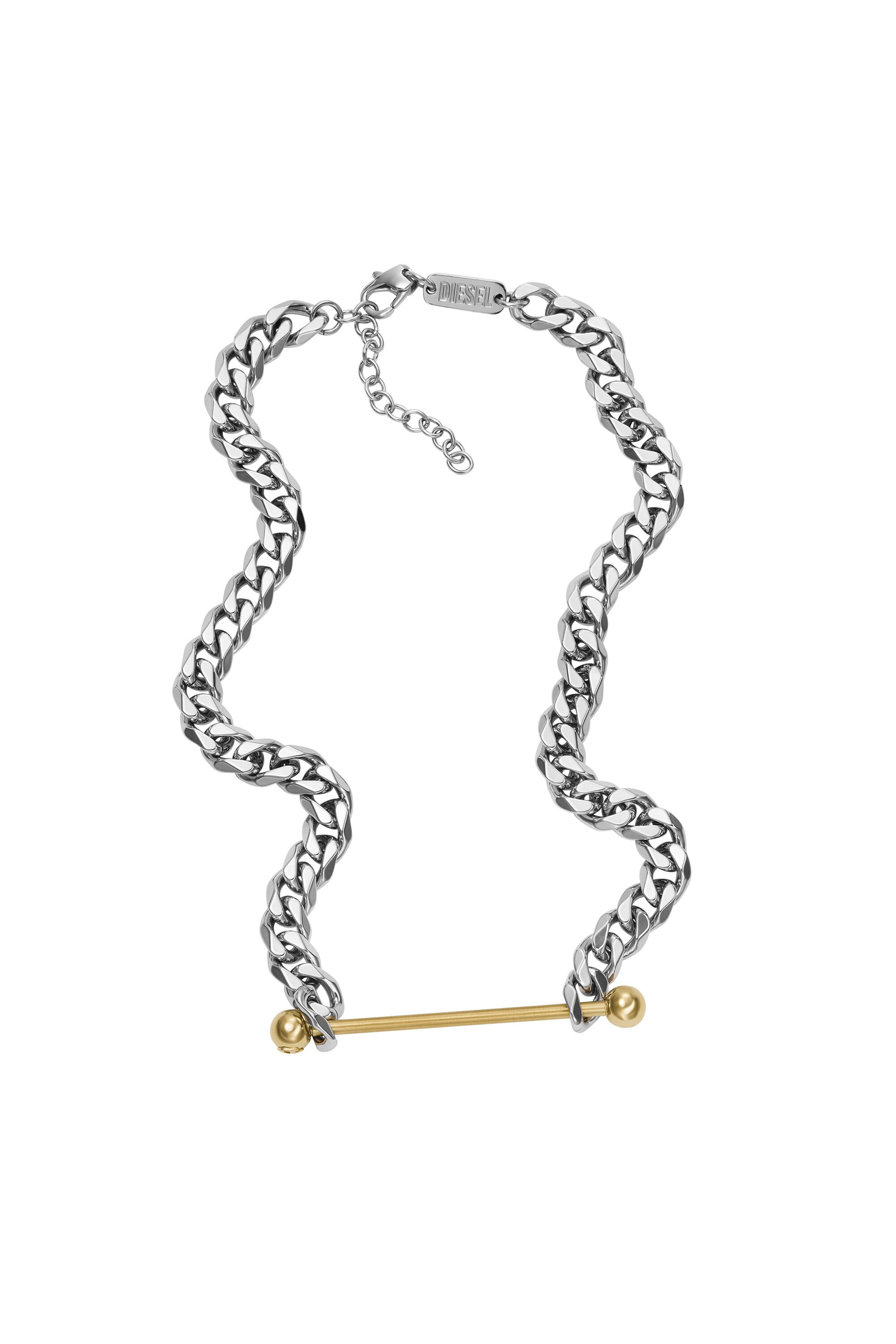 Diesel - DX1408, Unisex's Two-Tone Stainless Steel Chain Necklace in Silver - 2