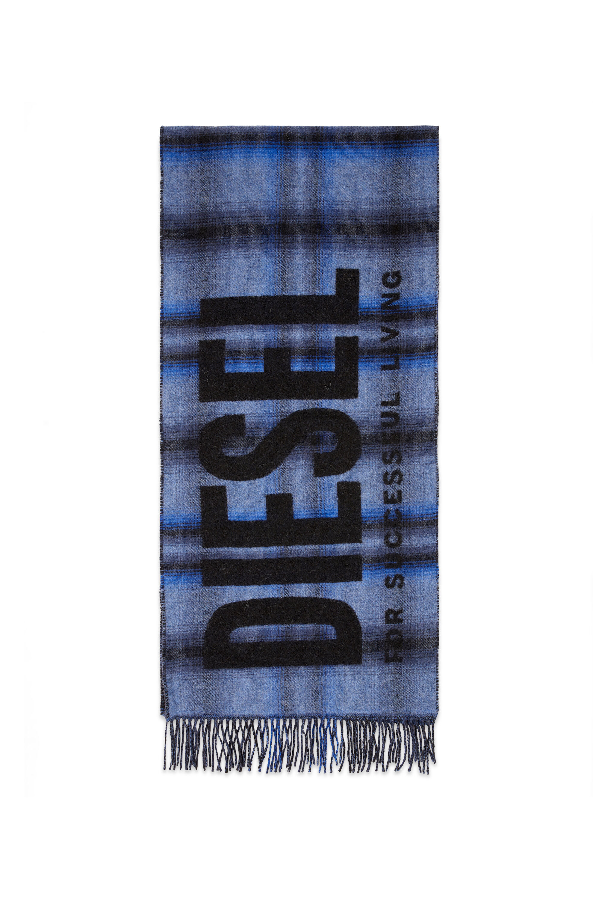 Diesel - S-CHECK, Bufanda de mezcla de lana con patr&oacute;n de cuadros Hombre in Azul marino - 1