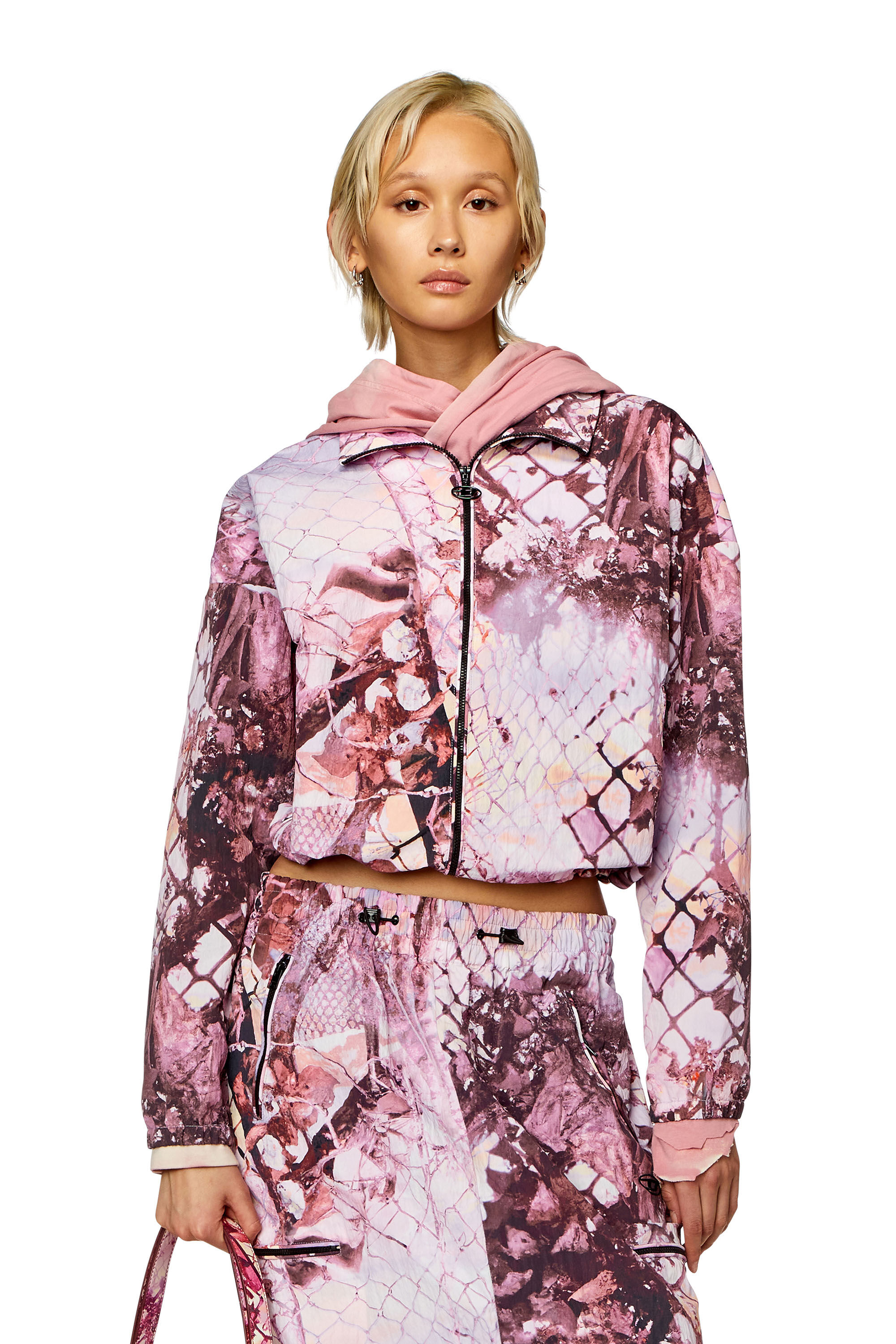 Diesel - G-WINDOR-N1, Coupe-vent en nylon avec imprimé abstrait Femme in Rose - 3
