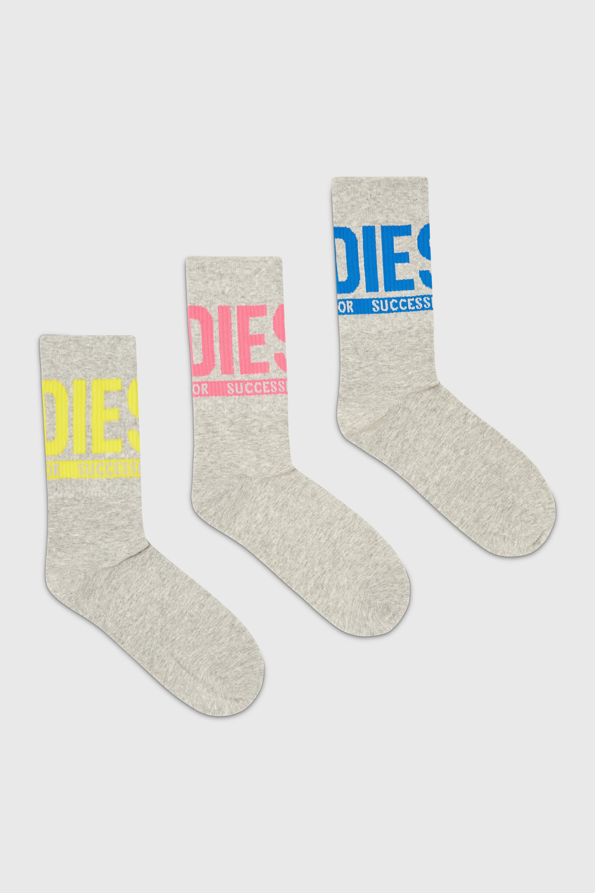 Diesel - SKM-RAY-THREEPACK, Male's Three-pack of logo cuff socks in Grey - 1