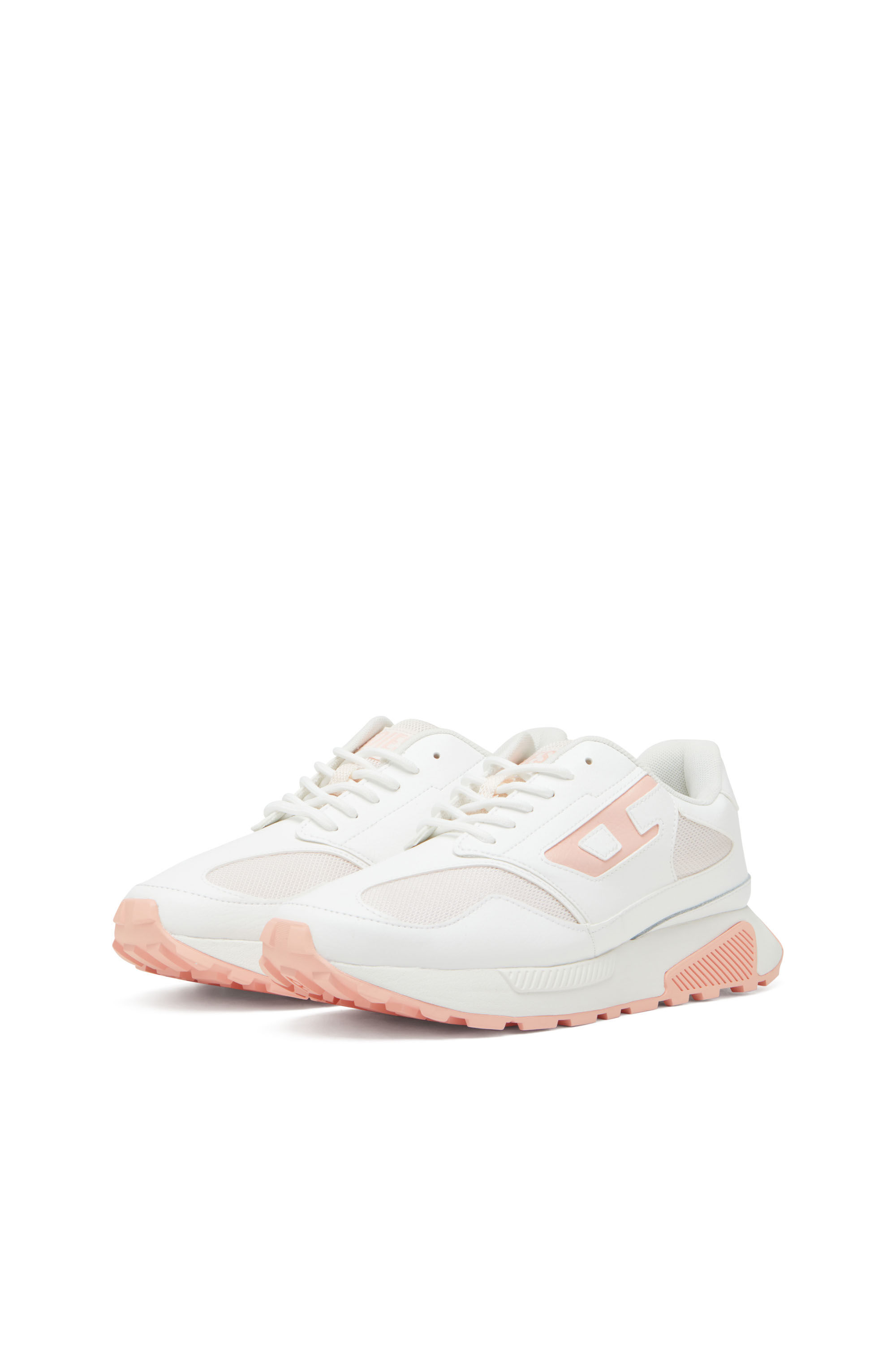 Diesel - S-TAME-D RUNNING W, Woman's S-Tame-D-Mesh and suede sneakers with metallic logo in White/Pink - 8