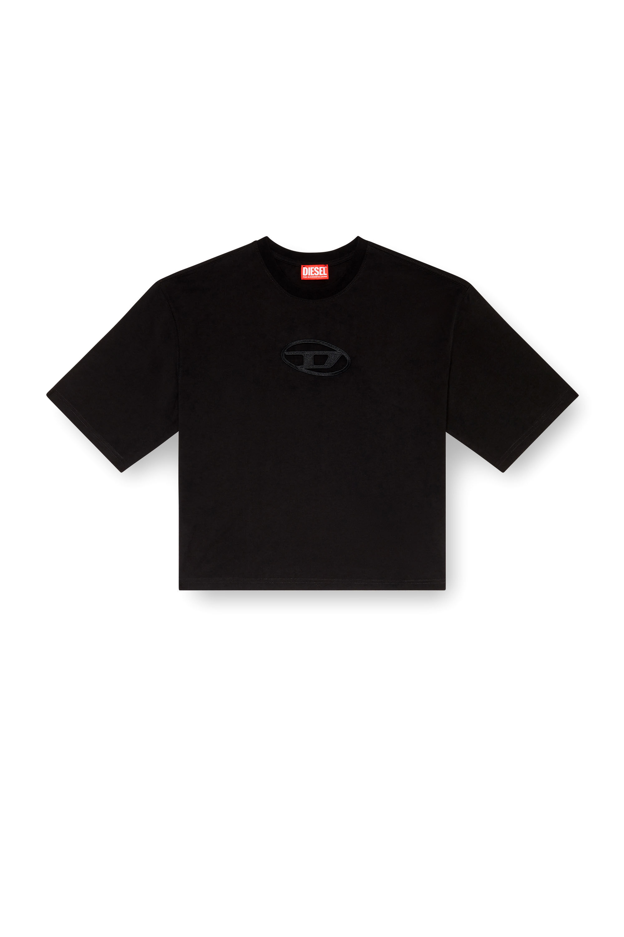 Women's Boxy T-shirt with embroidered D | Black | Diesel