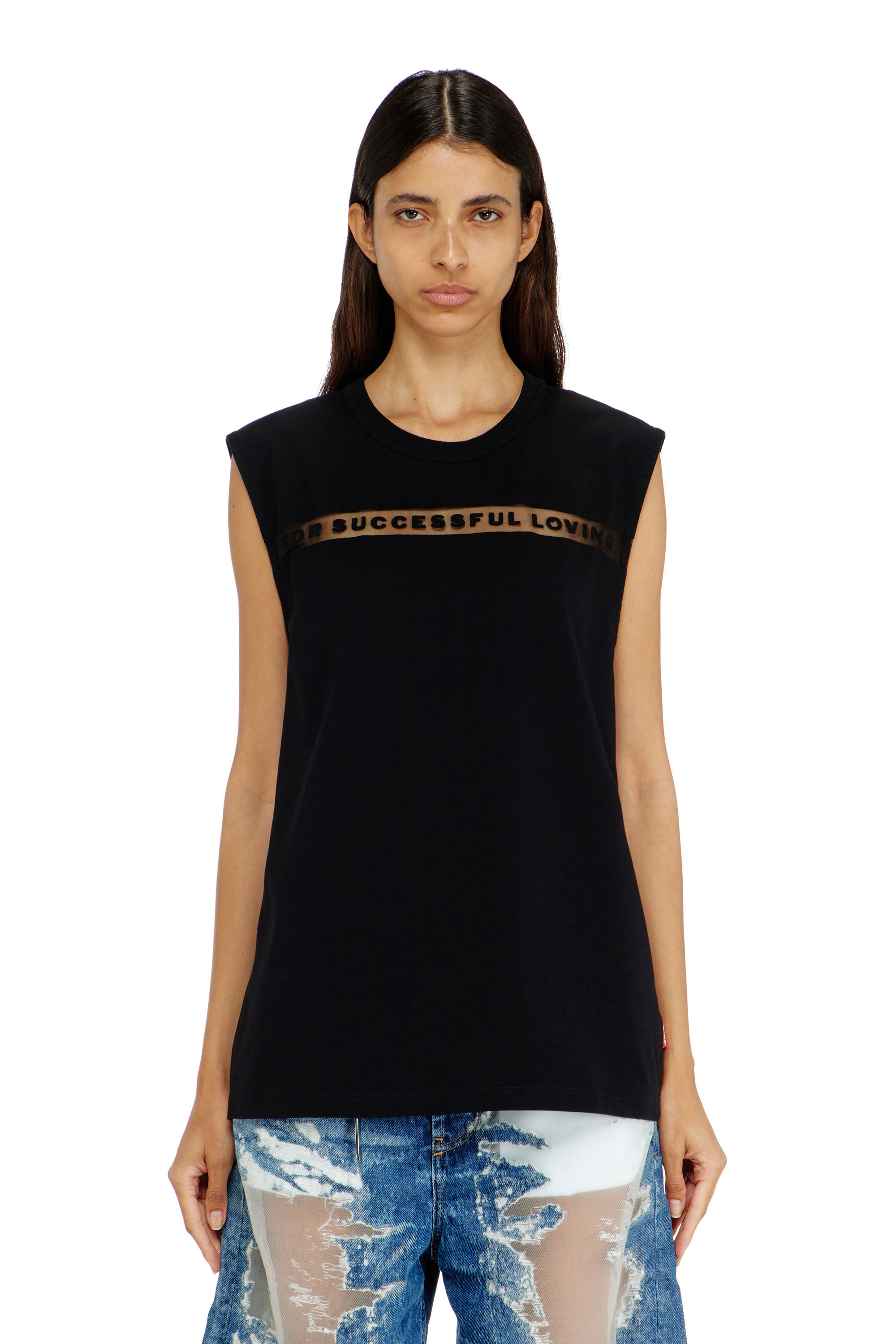 Women's Tank top with For Successful Loving logo | Black | Diesel