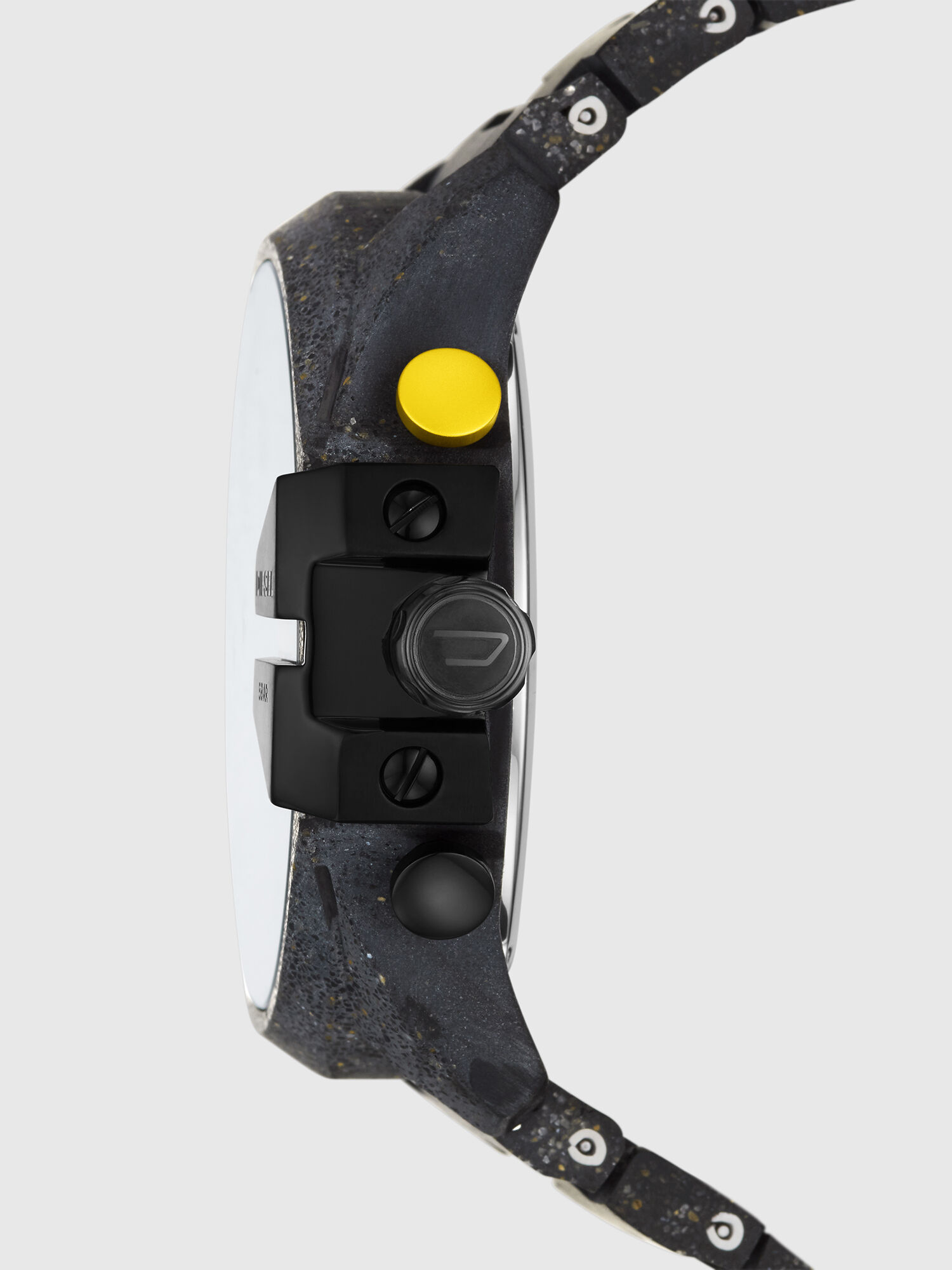 Diesel - DZ4539, Man's Mega Chief chronograph black concrete composite watch in Black/Yellow - 3