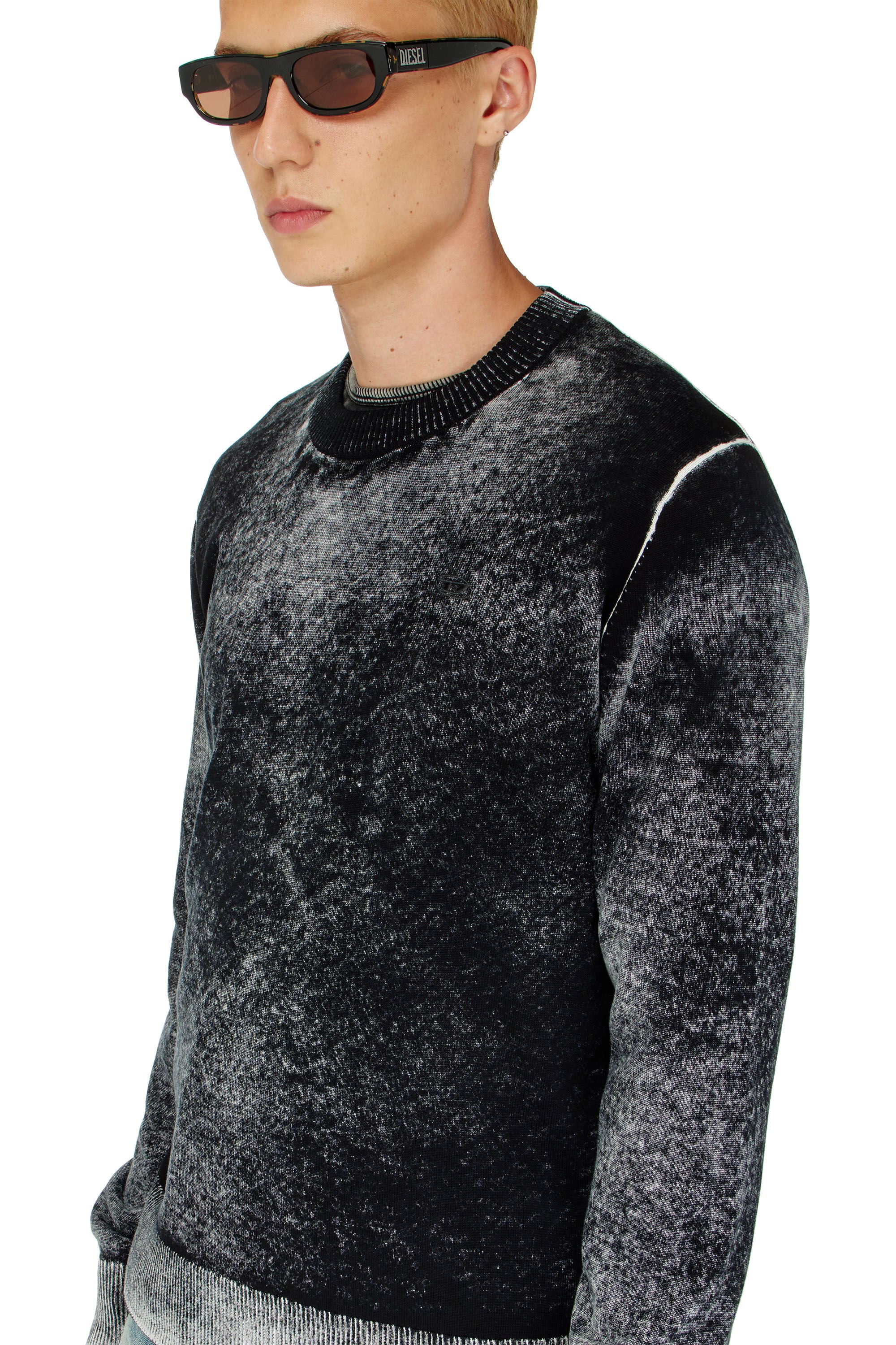 Diesel - K-LAURENT, Male's Jumper with faded reverse print in Black - 5