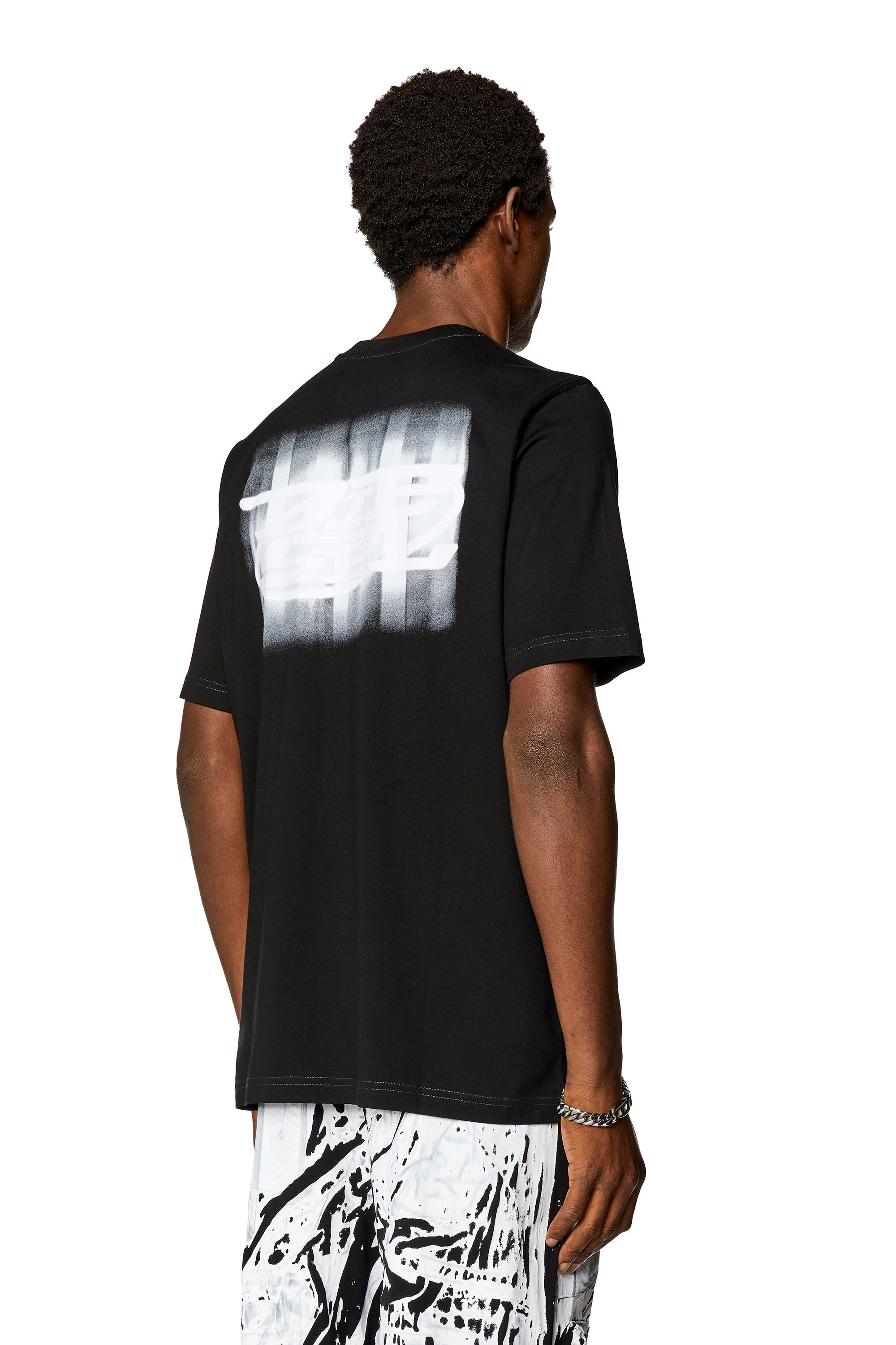 Diesel - T-JUST-N4, Male's Logo-flocked T-shirt in organic cotton in Black - 4