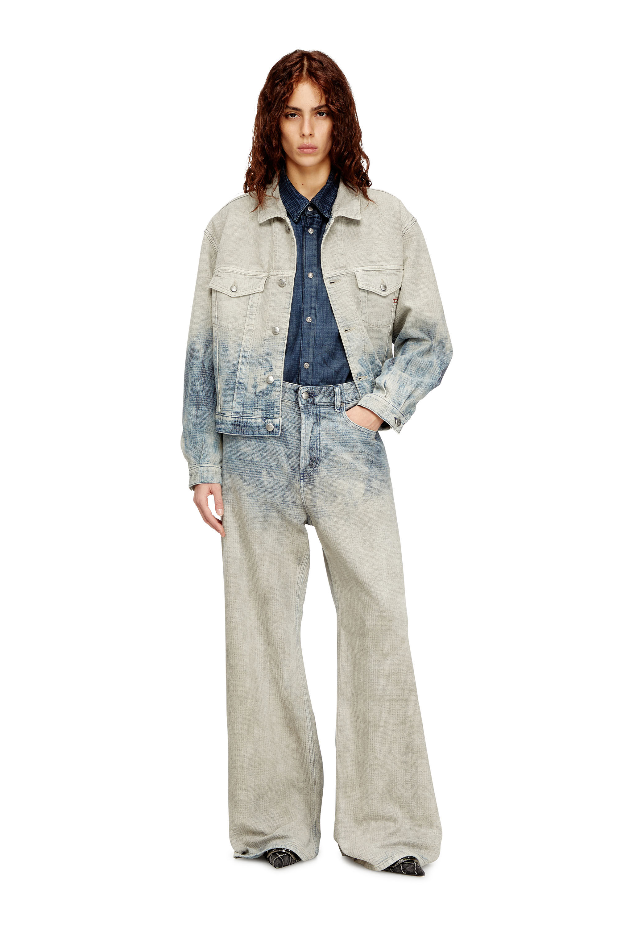 Women's Trucker jacket in Prince of Wales jacquard denim