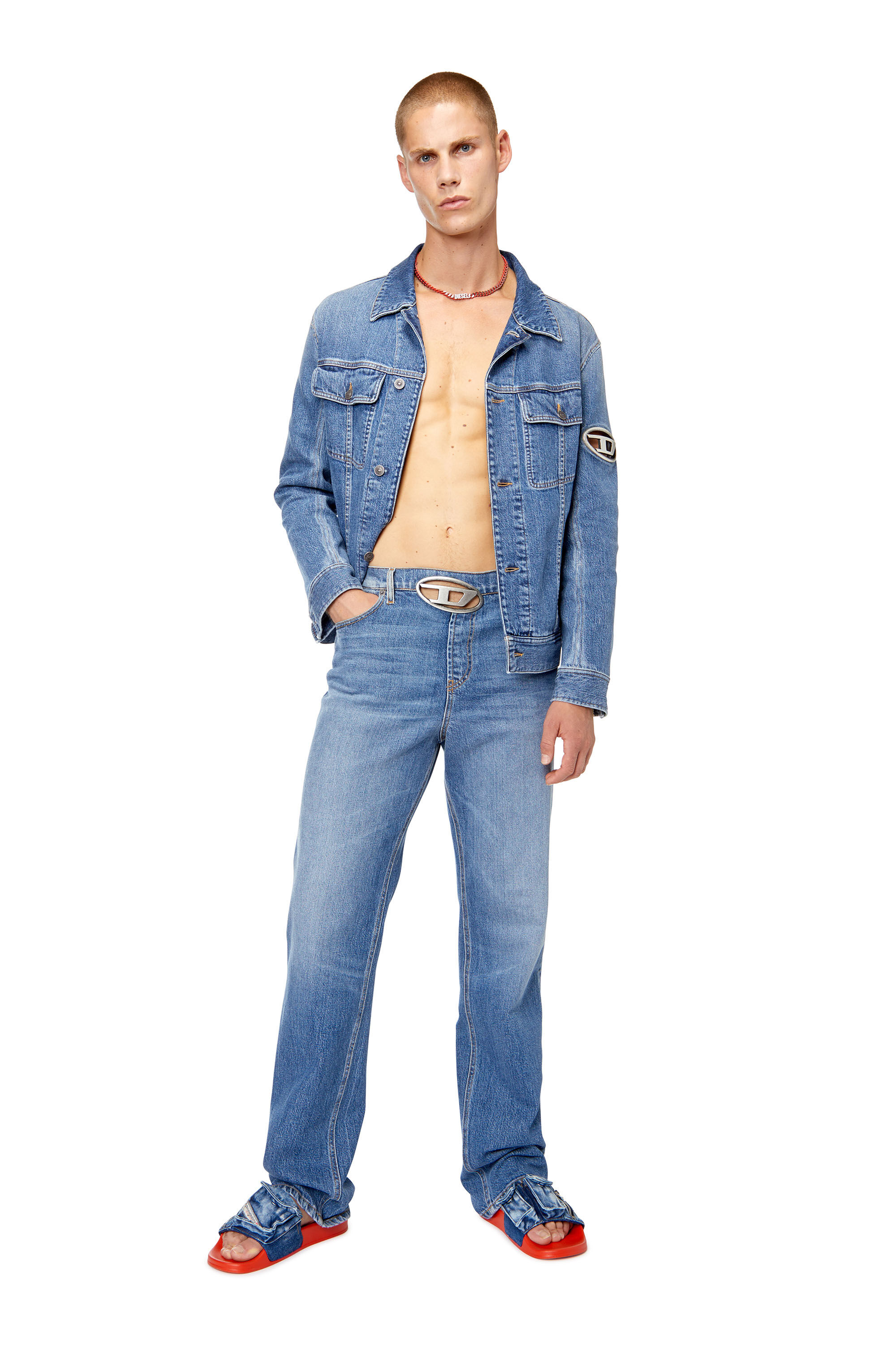 Diesel - D-BARCY-FSC, Veste trucker regular fit avec plaque Homme in Bleu - 1