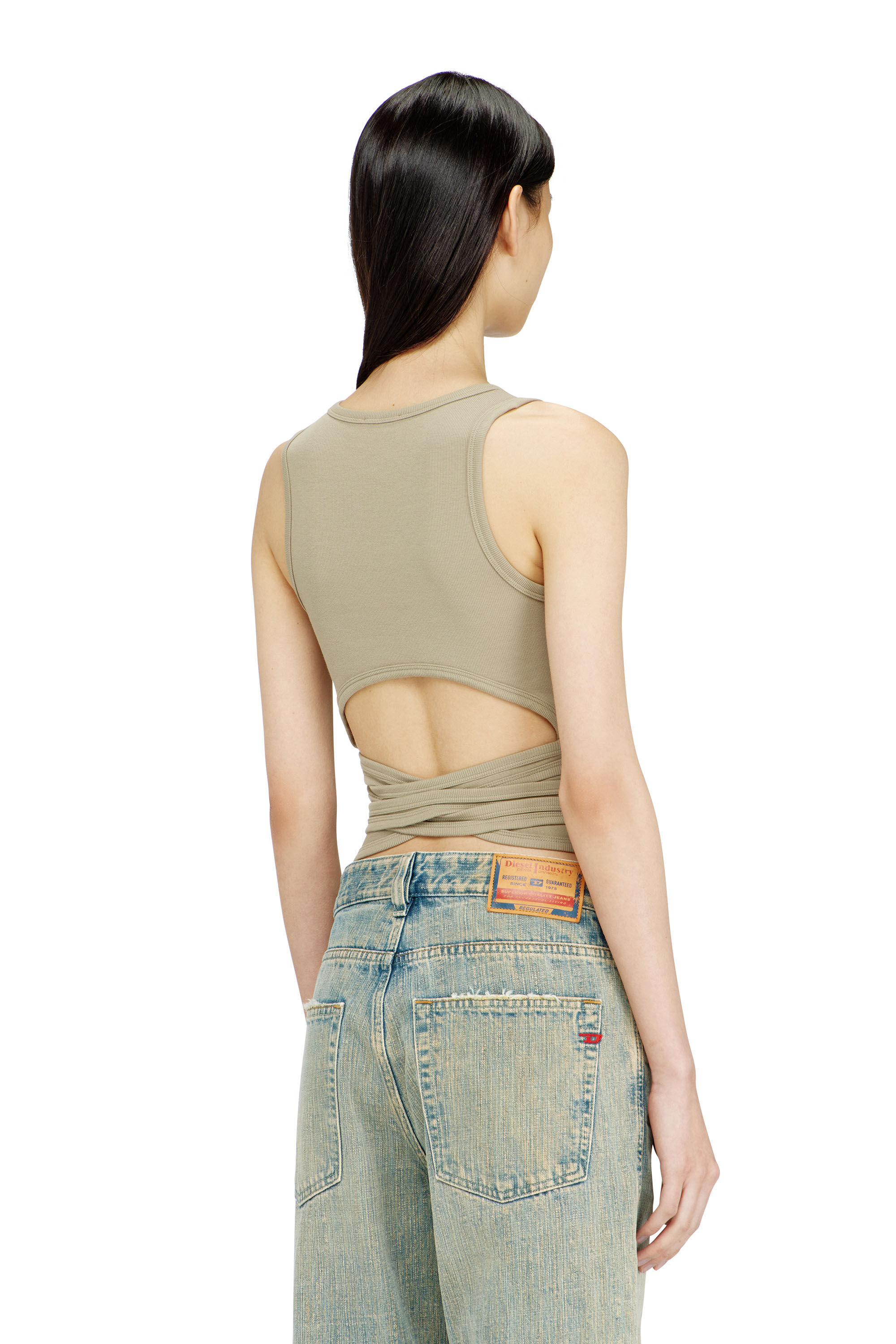 Women's Crop top with wrap-around laces | Green | Diesel