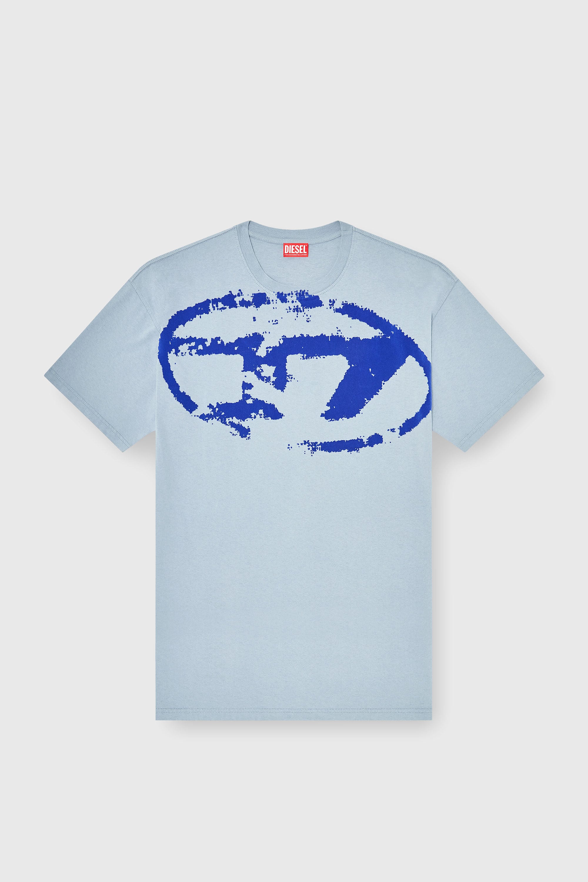 Diesel - T-BOXT-N14, Man's T-shirt with distressed flocked logo in Light Blue - 2