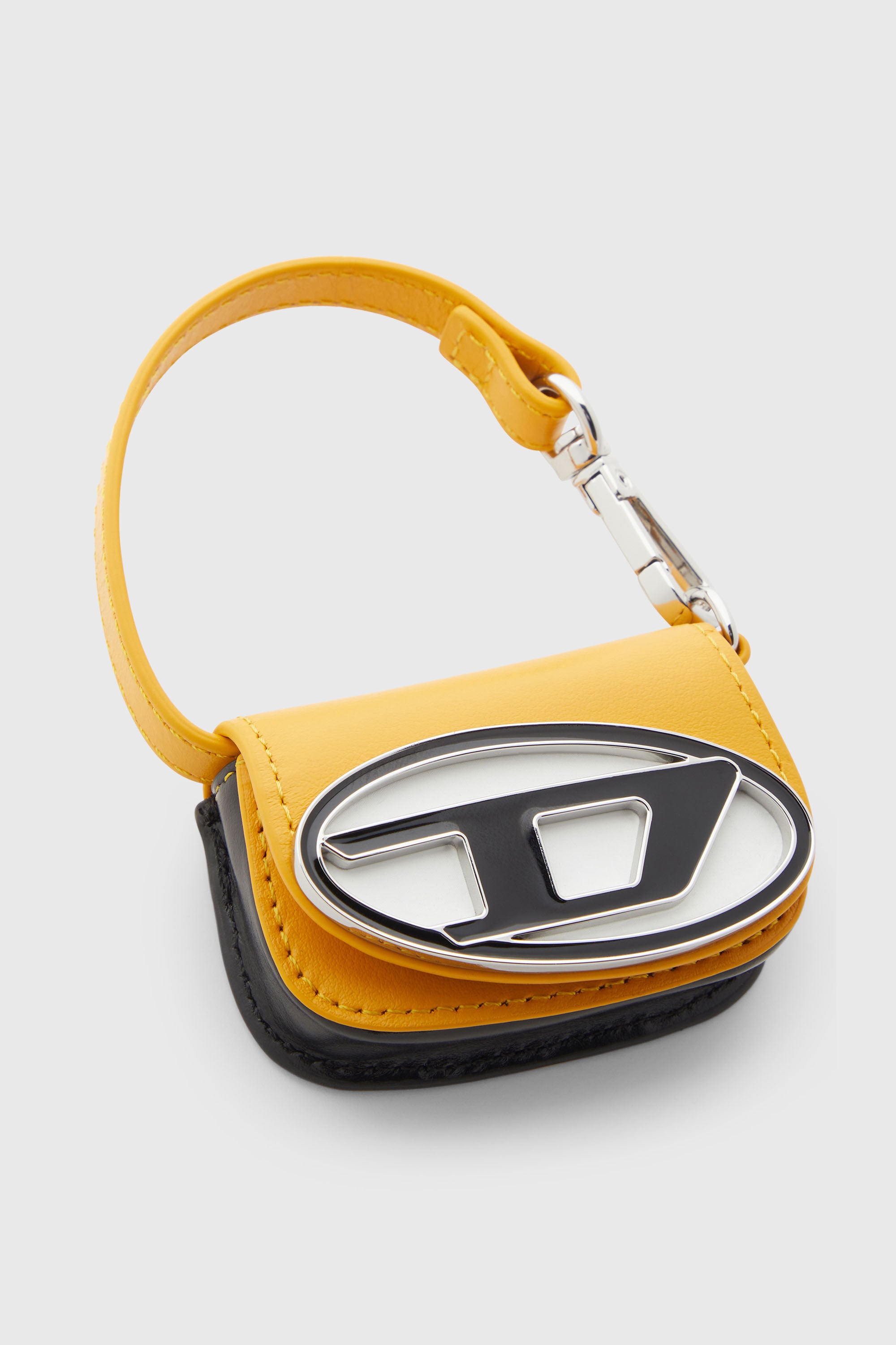 Diesel - 1DR MICRO, Female's Bag charm in leather with Oval D logo in Yellow - 3