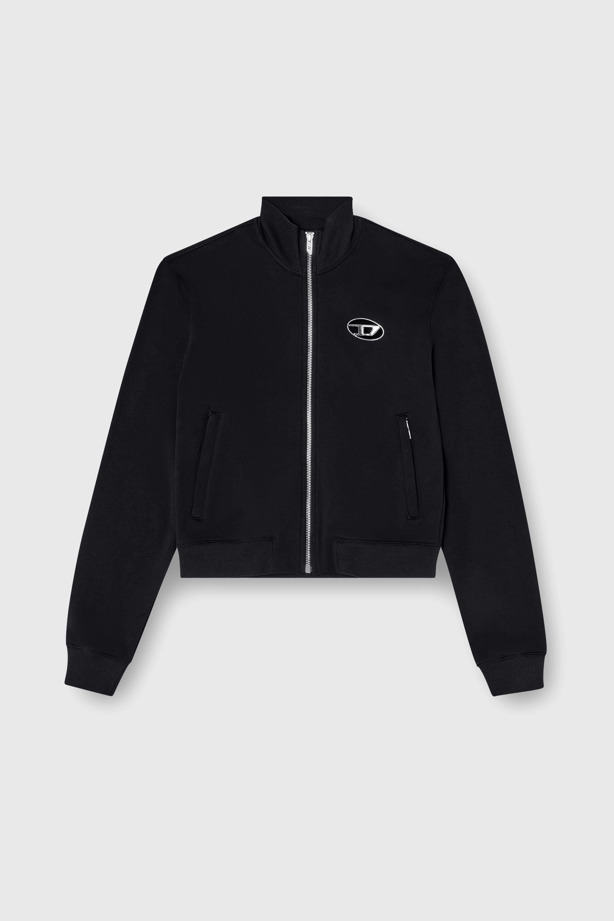 Diesel - F-FLACIN, Woman's Zip-up sweatshirt with cut-out logo in Black - 2