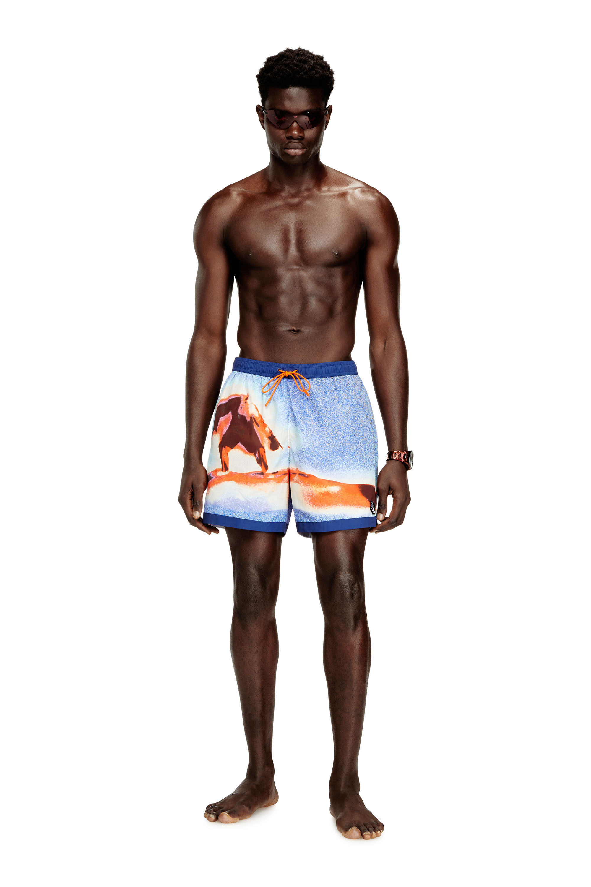 Men's Swim shorts with all-over surfboard print | Blue | Diesel