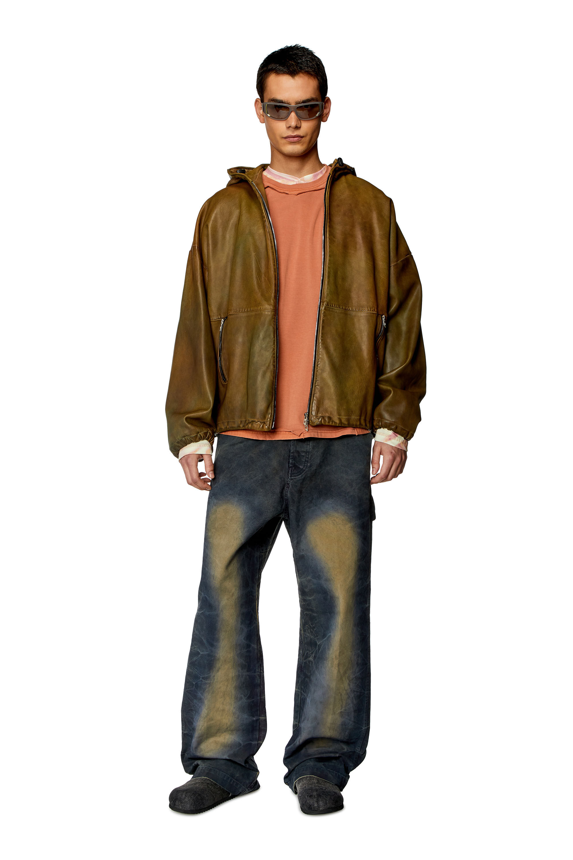Diesel - T-BOXT-DBL, T-shirt avec effet peel-off destroy Homme in Orange - 1