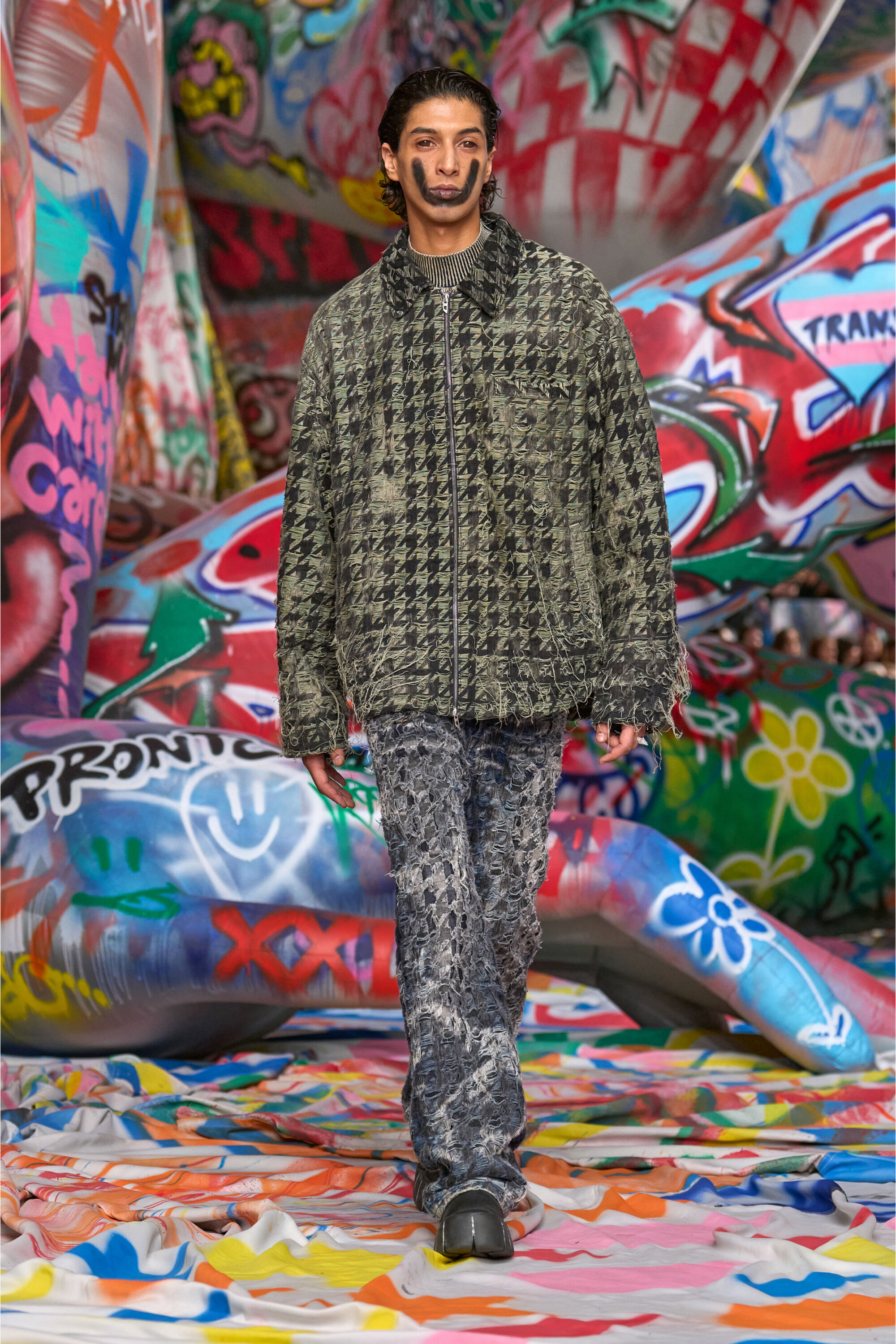 Diesel - D-ELMO-FSH, Male's Jacket in houndstooth-weave denim in Black - 6
