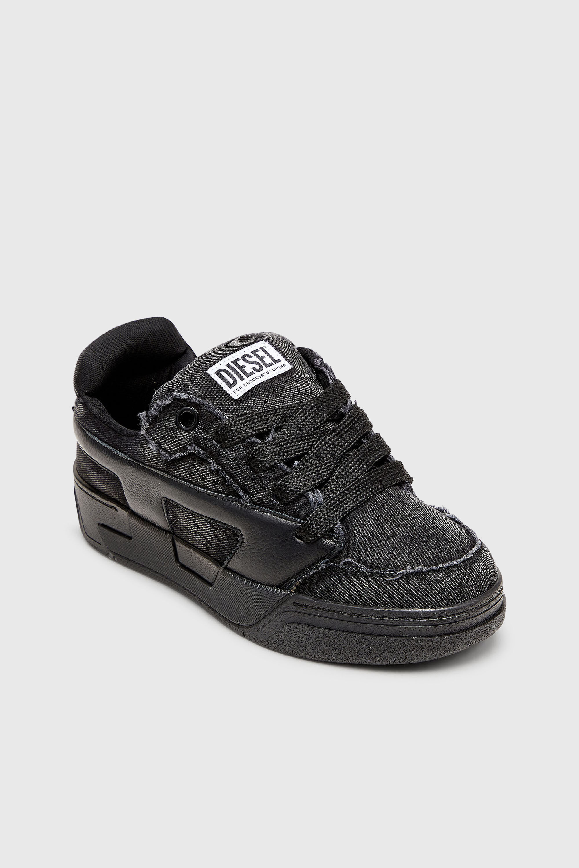 Men's S-D-Ollie - Sneakers in frayed denim e leather | Black