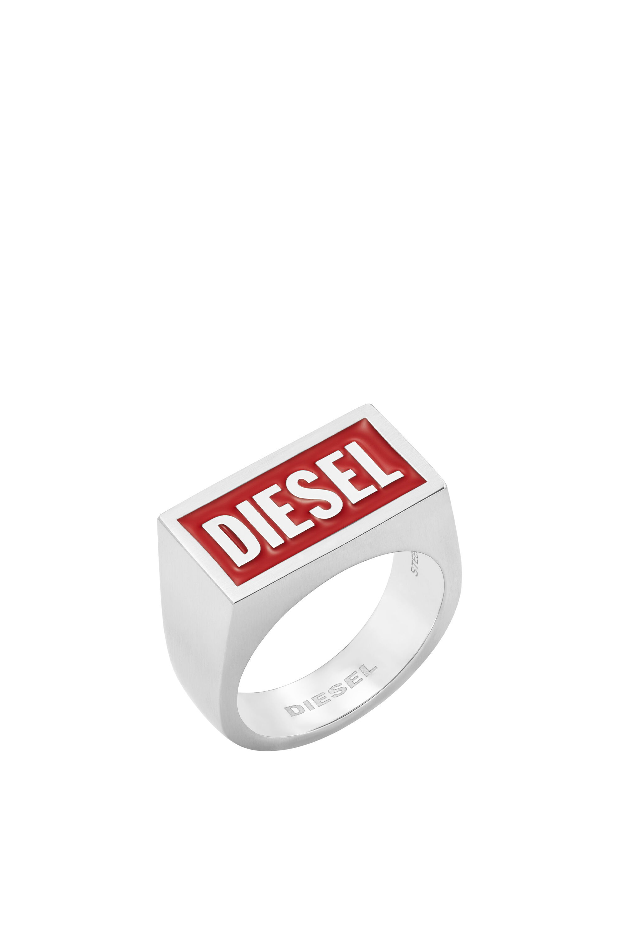 Diesel - DX1366, Male's Stainless Steel Logo Ring in Silver - 1