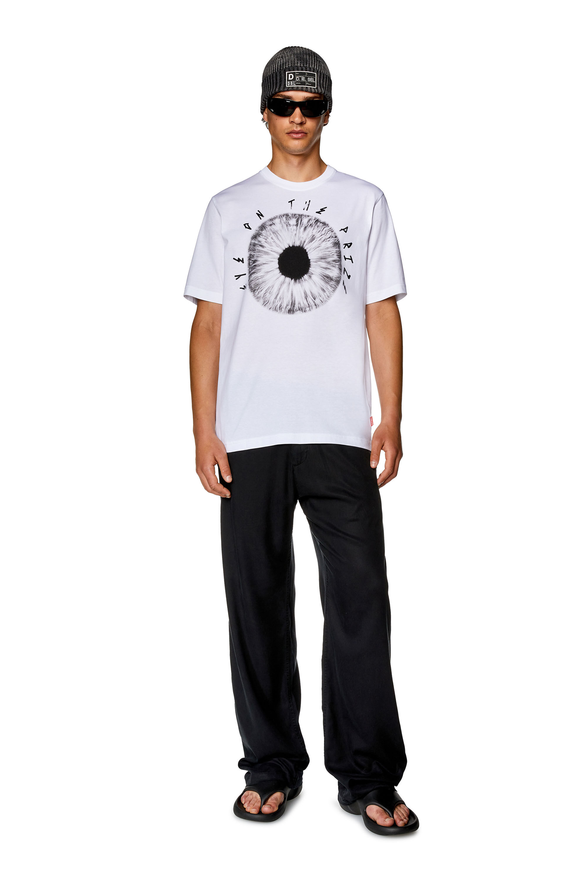 Diesel - T-JUST-L19, Male's T-shirt with Eye on the Prize print in White - 1