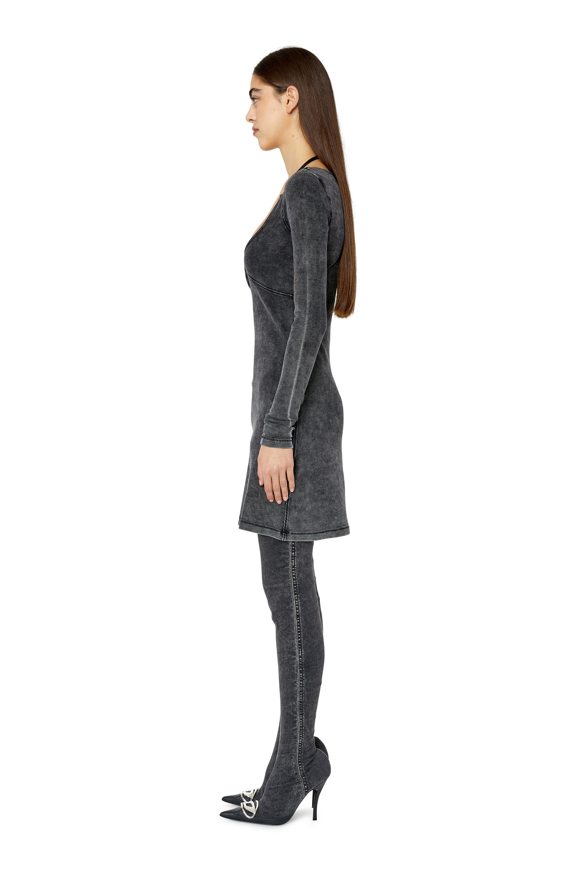 Diesel - D-BRANETTE, Robe délavée à l'acide avec brassière Femme in Noir - 4