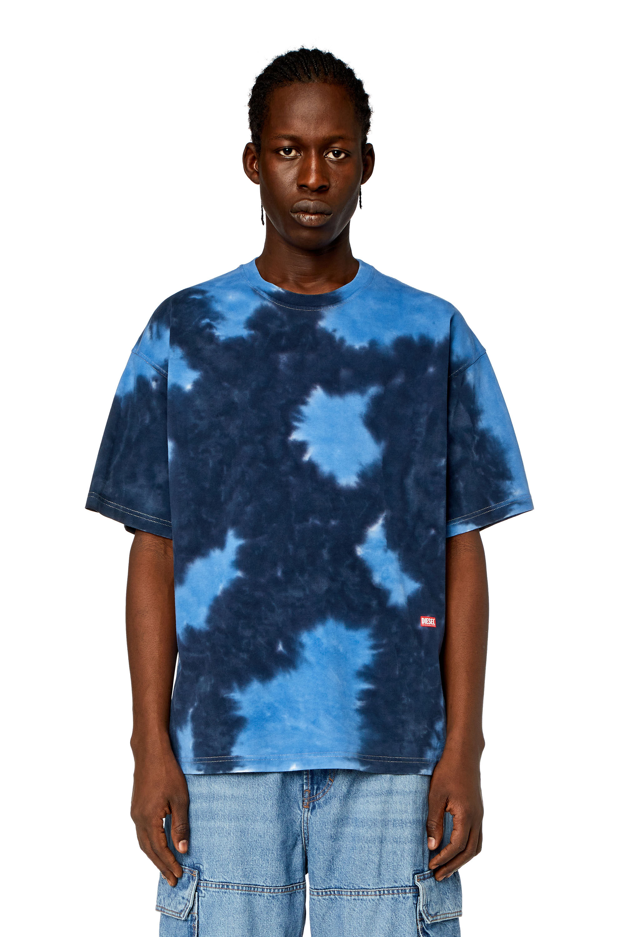 Diesel - T-BOXT-N15, Male's T-shirt in tie-dye jersey in Blue - 2