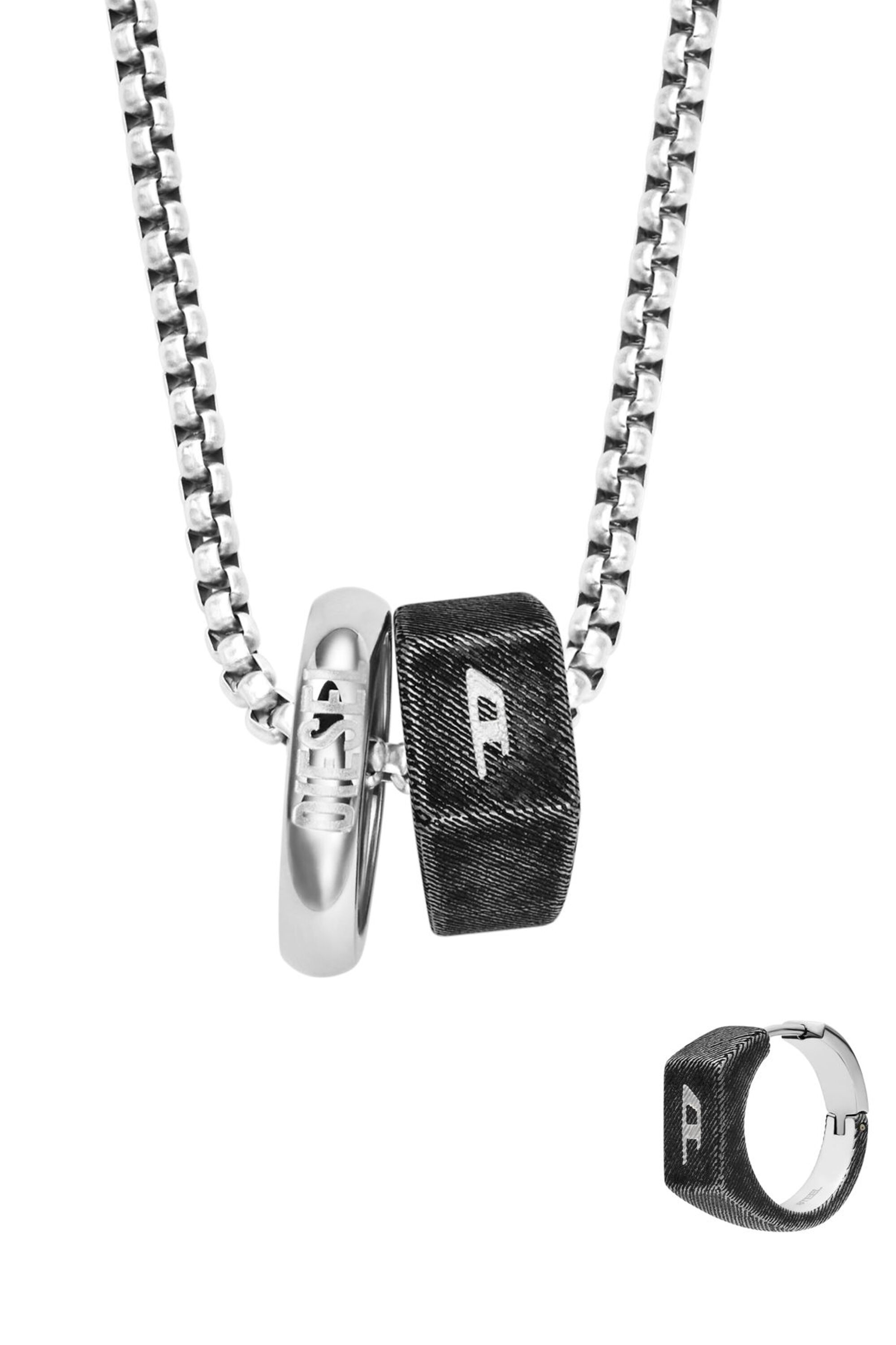 Women's Stainless steel necklace and earring set | Silver | Diesel