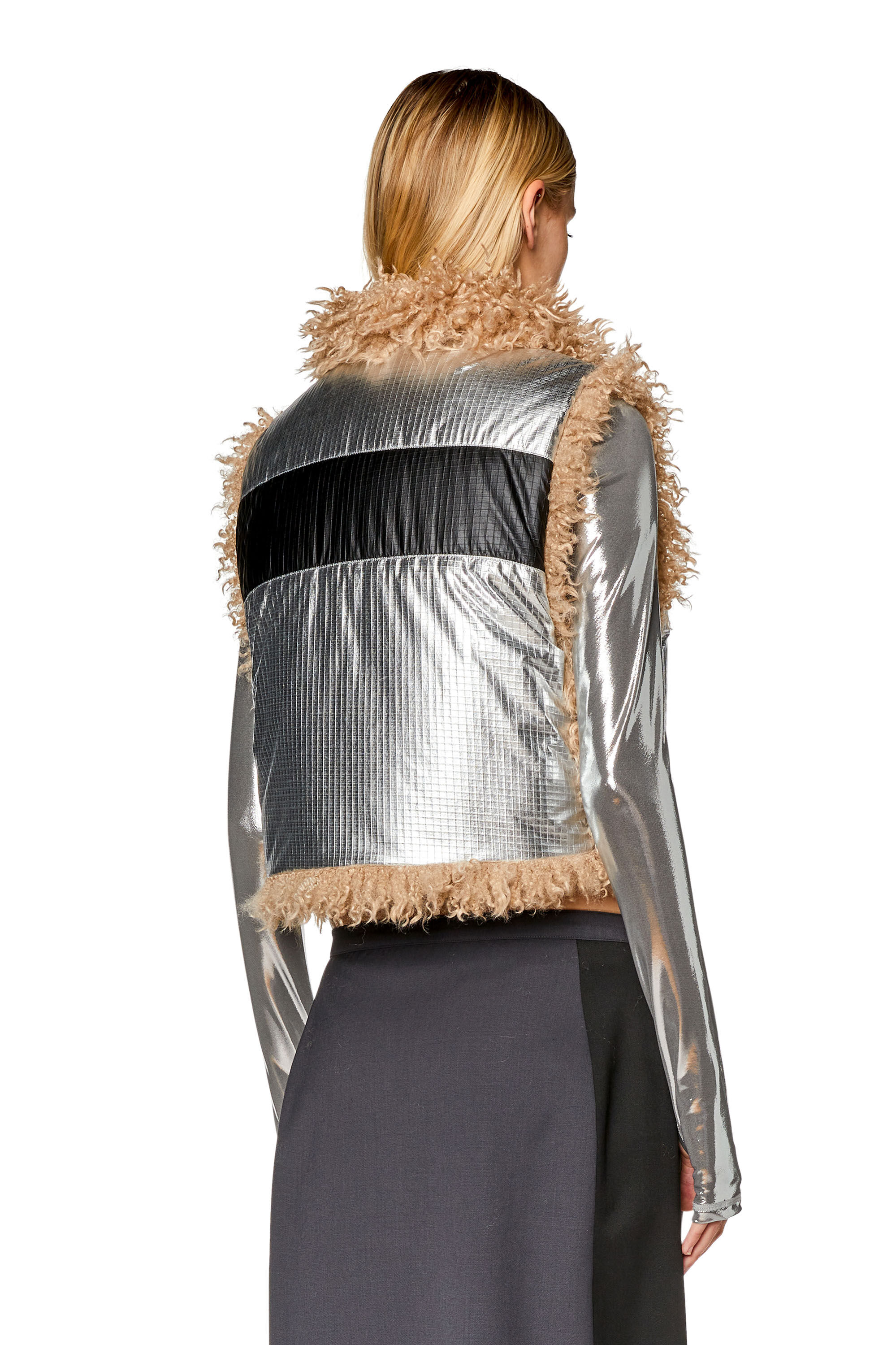 Diesel - W-EFIA, Female's Vest in foil-coated ripstop in Silver - 4