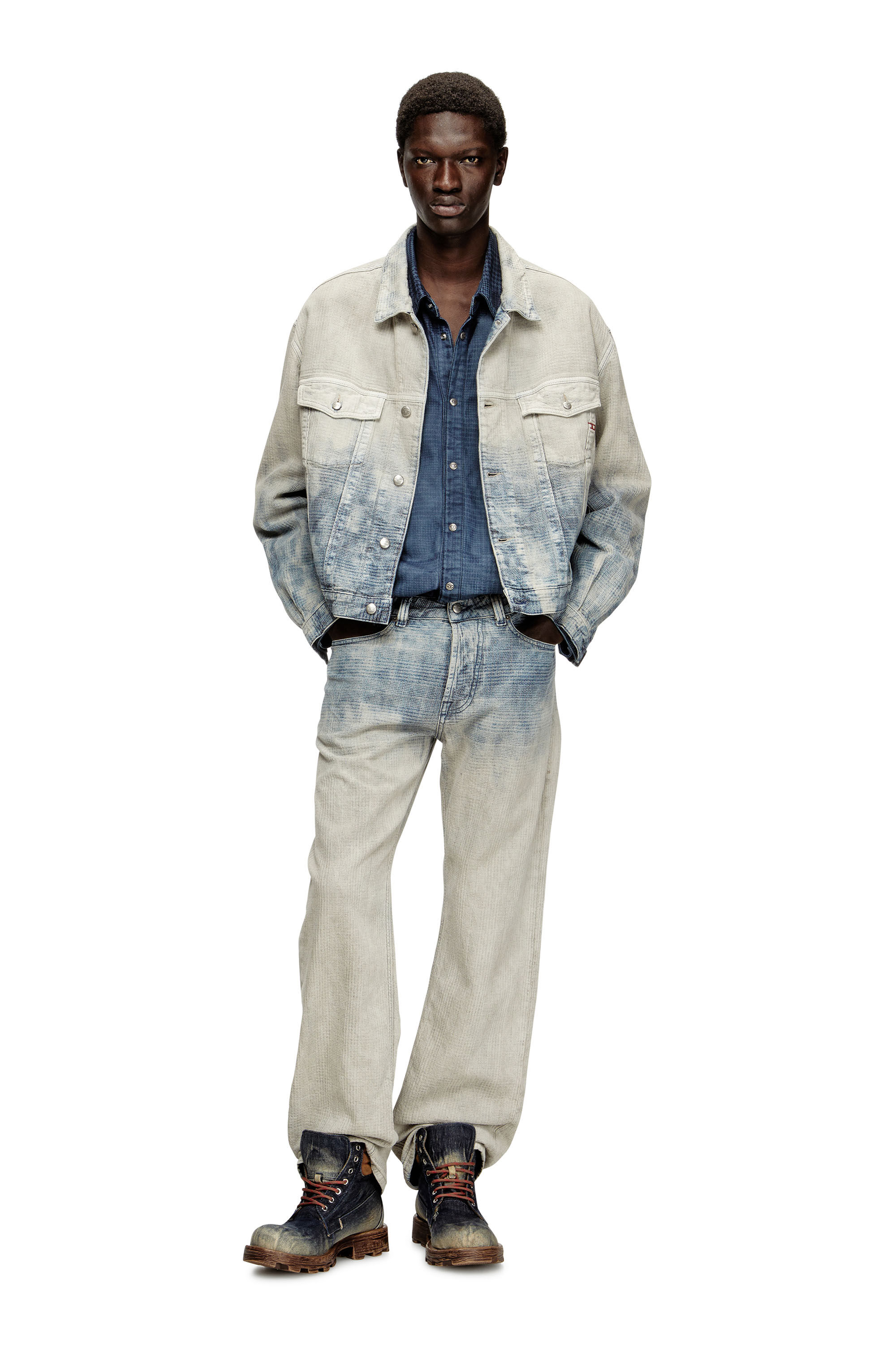 Women's Trucker jacket in Prince of Wales jacquard denim
