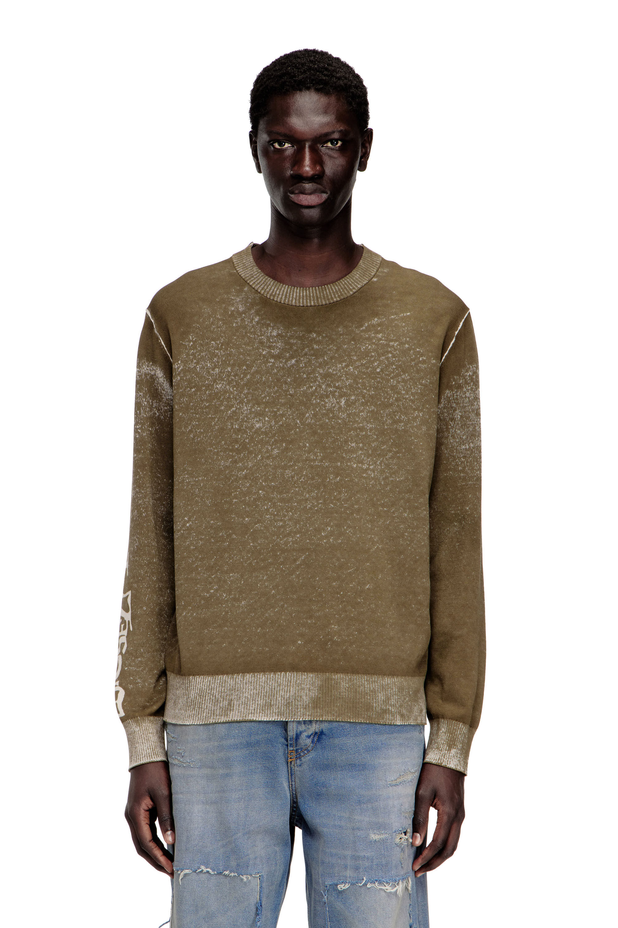 Men's Faded reverse-print jumper with lettering | Green | Diesel US