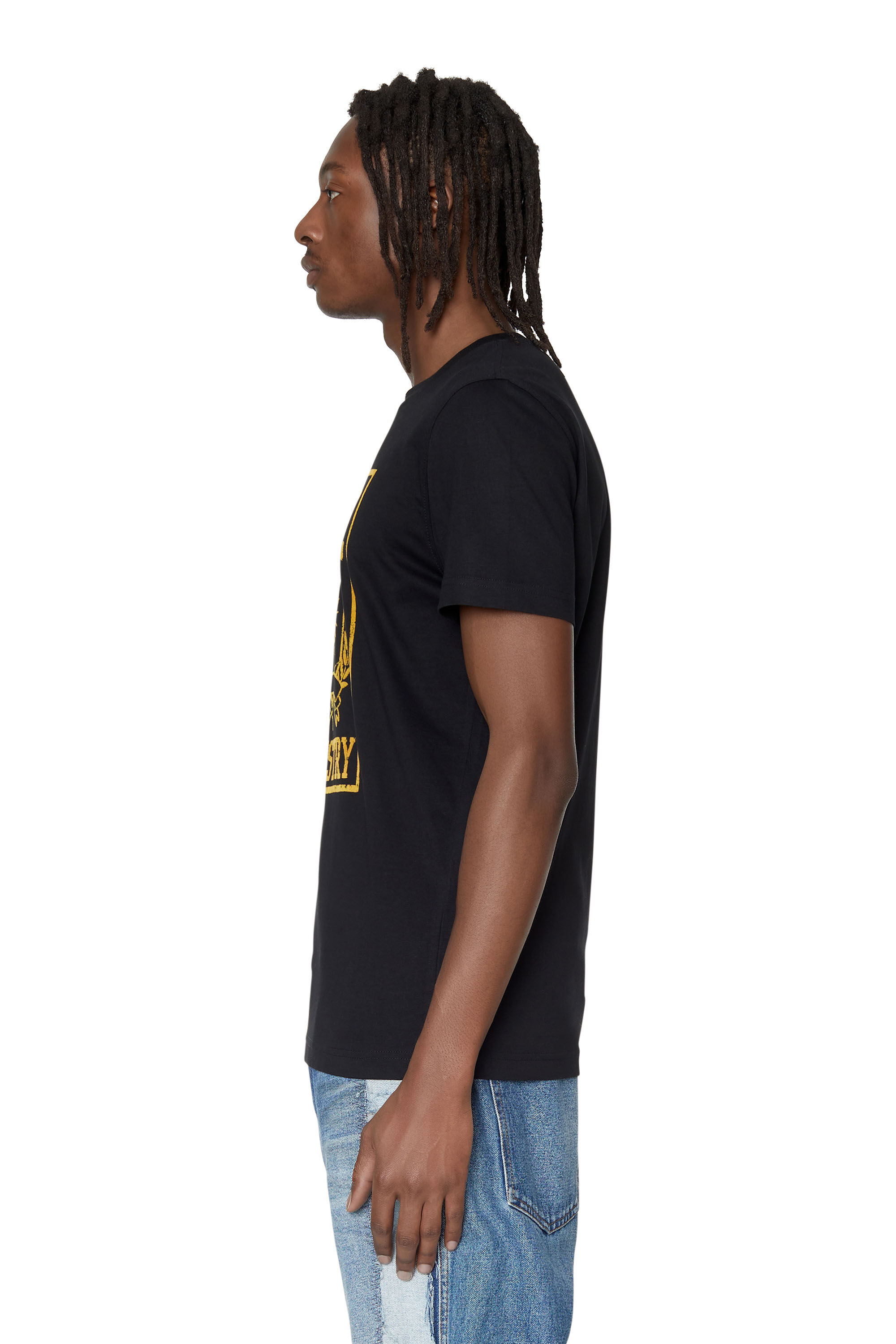 Diesel - T-DIEGOR-E10, Male's T-shirt with flocked logo print in Black - 6