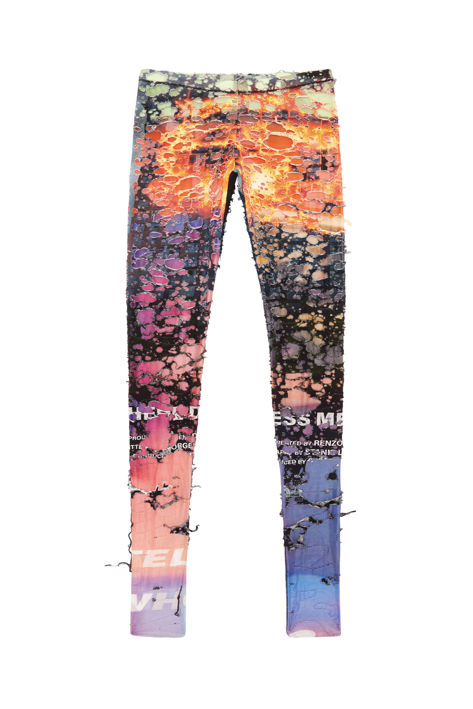 Diesel - P-KOLL-DEV, Female's Destroyed tights with cinema prints in Orange/Pink - 2