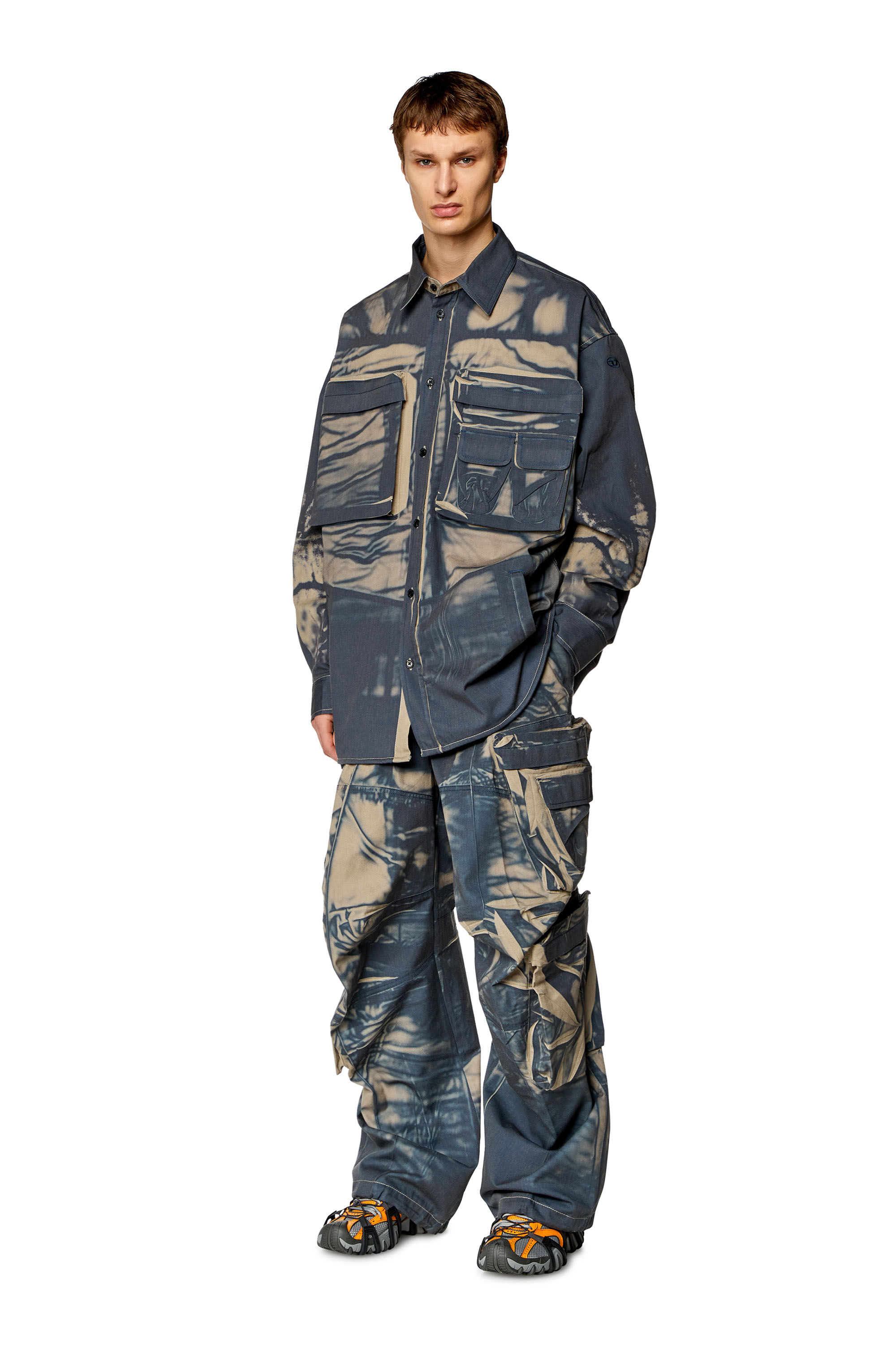 Diesel - S-CADD, Chemise cargo avec imprimé froissé Homme in Polychrome - 1