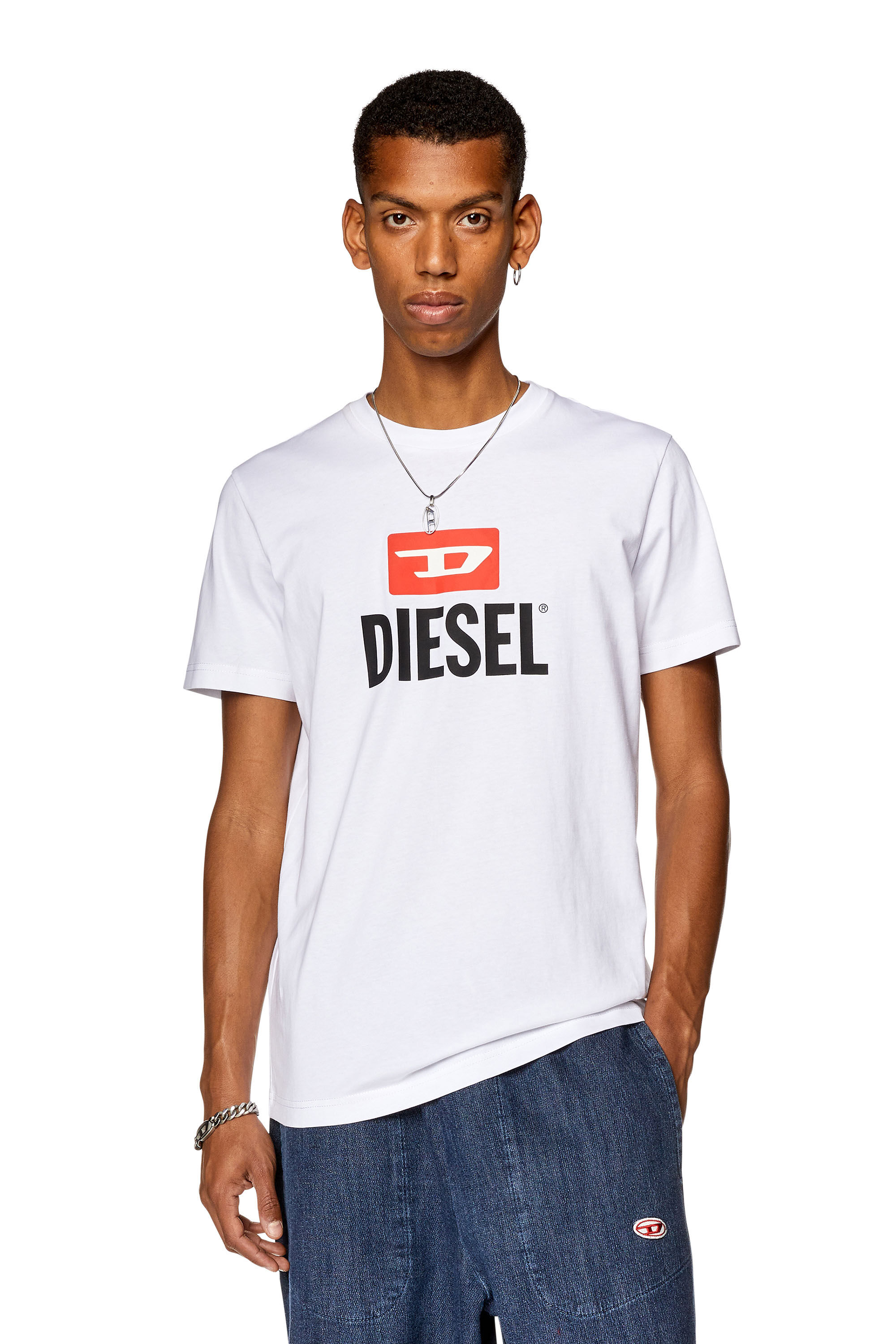 Men's T-shirt with D logo | White | Diesel