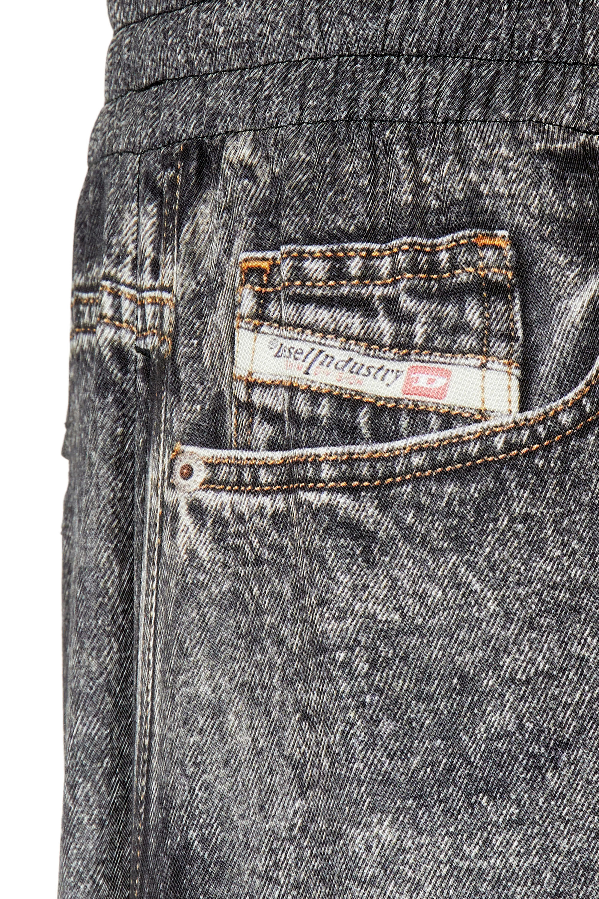 Diesel - P-FERGY-A, Male's Pants with trompe l'oeil denim print in Dark Grey - 4