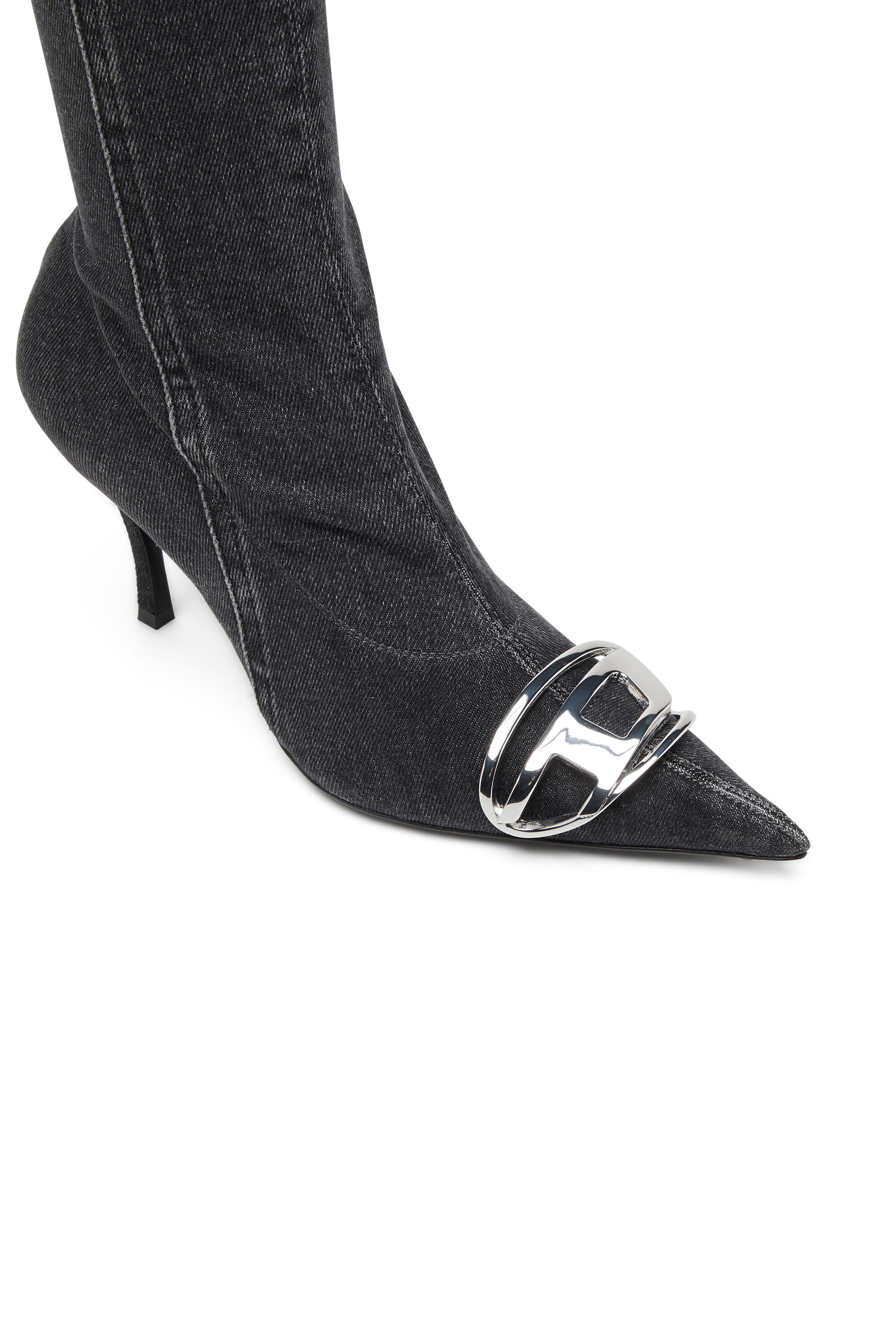 Women's D-Venus-Knee-high boots in stretch denim | Black