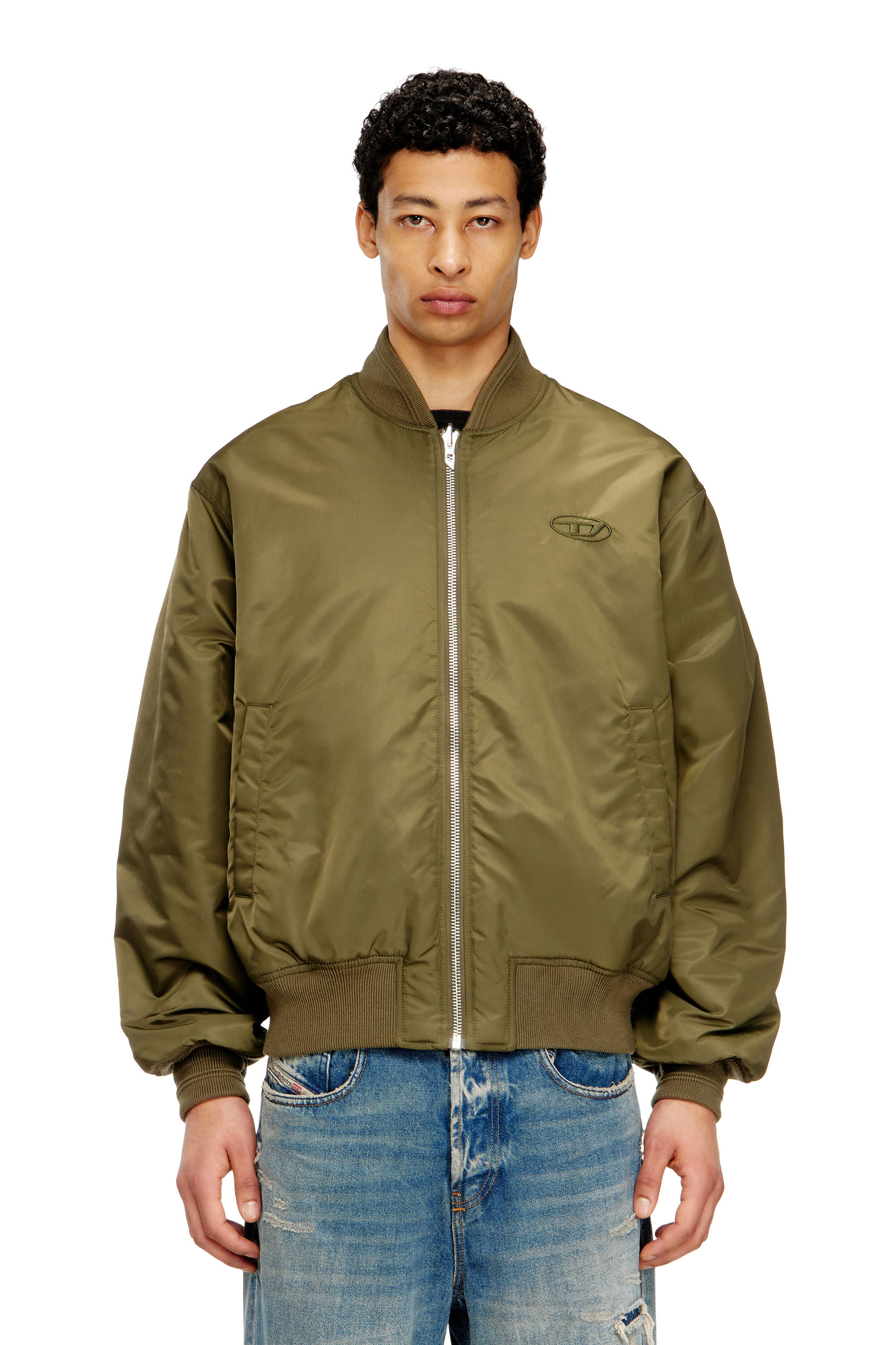 Diesel - W-TYPE-D1, Blouson aviateur rembourr&eacute; avec broderie Oval D Homme in Polychrome - 3