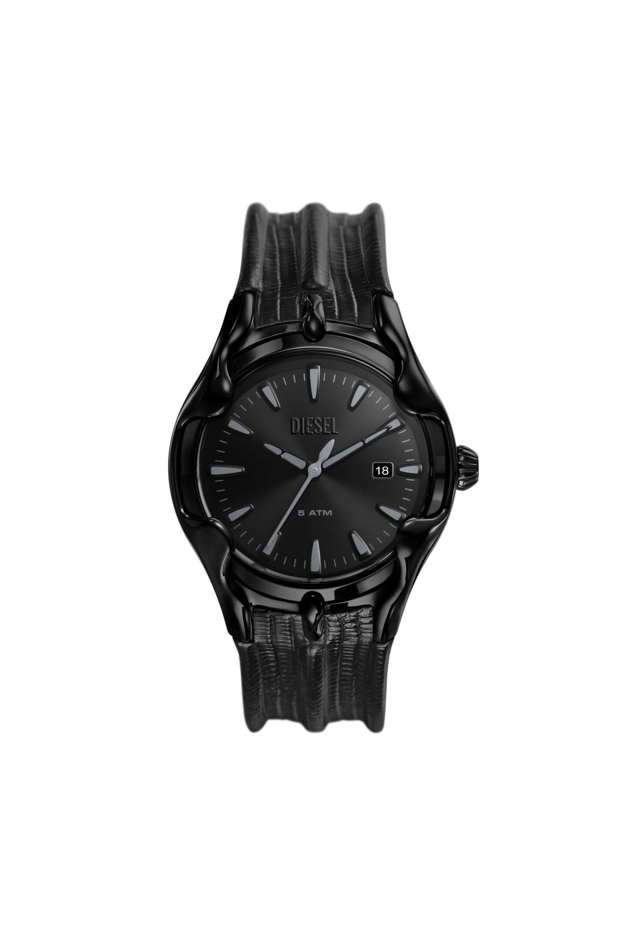 Diesel - DZ2193, Male's Vert three-hand date black leather watch in Black - 1
