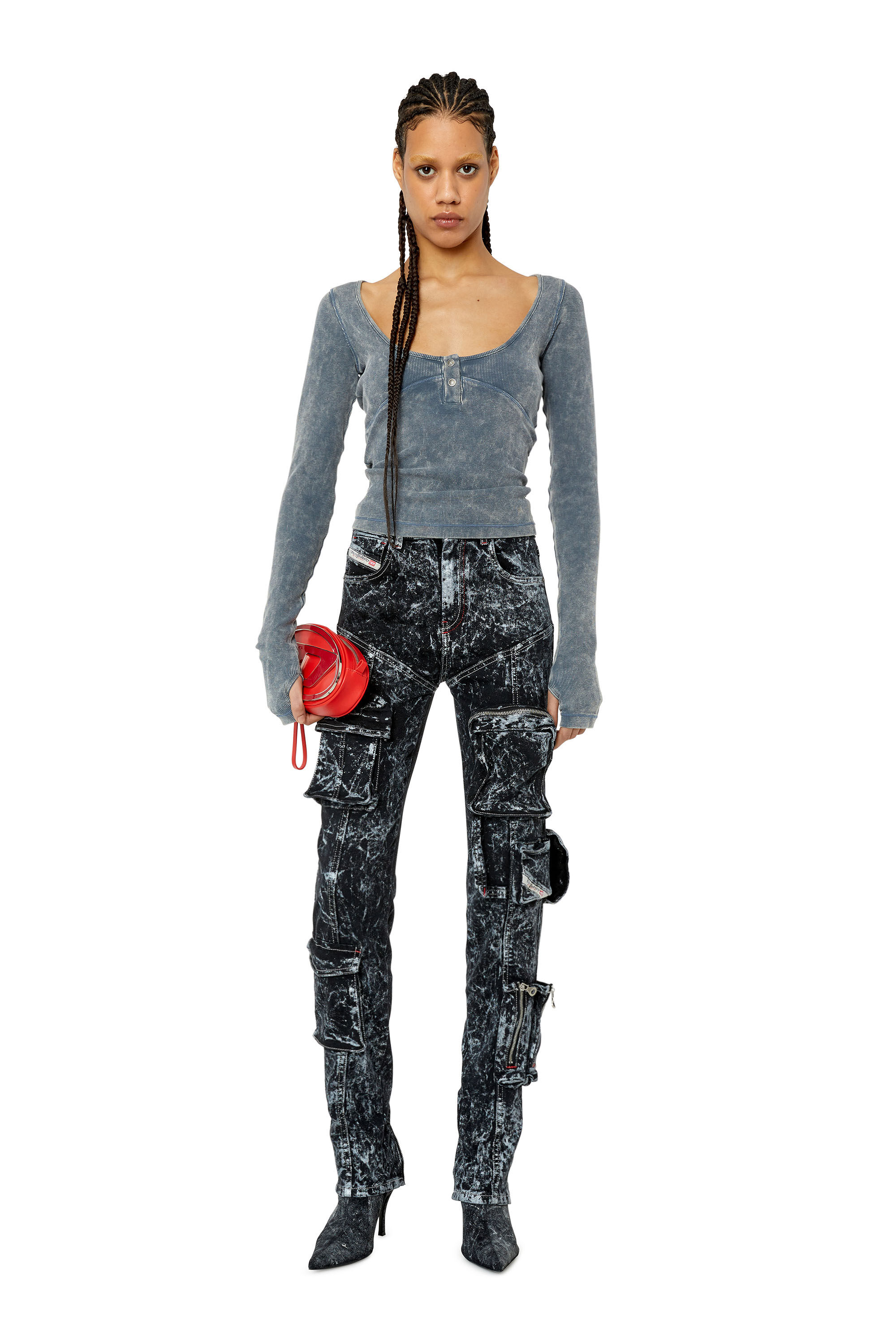 Diesel - Skinny Jeans 1984 Slandy-High 0EMAZ Femme, Noir/Gris foncé - Image 1