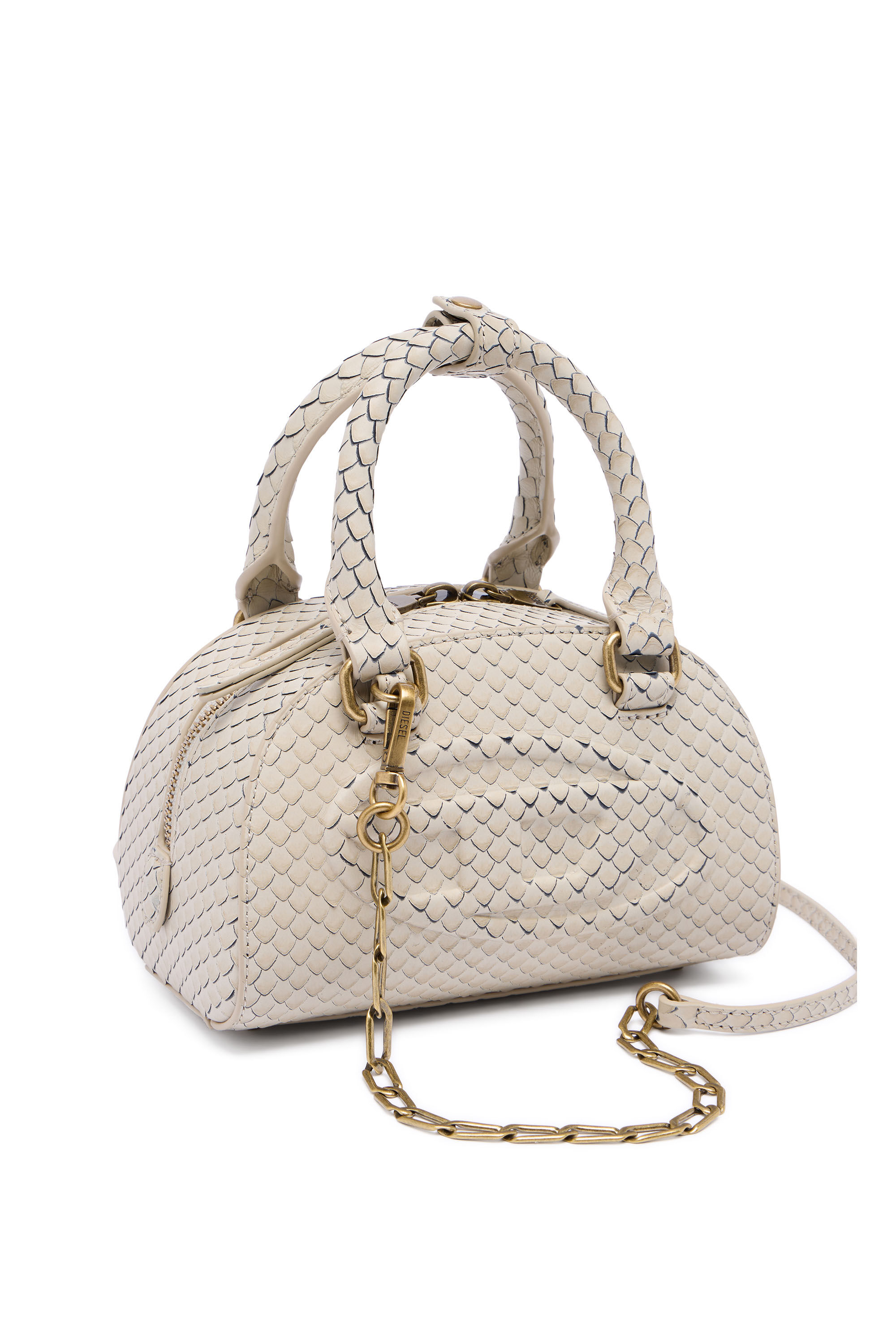 【新品】DIESEL 1DR Dome Crossbody Women's 1DR Dome-Mini bowling bag in snake-effect leather | Beige
