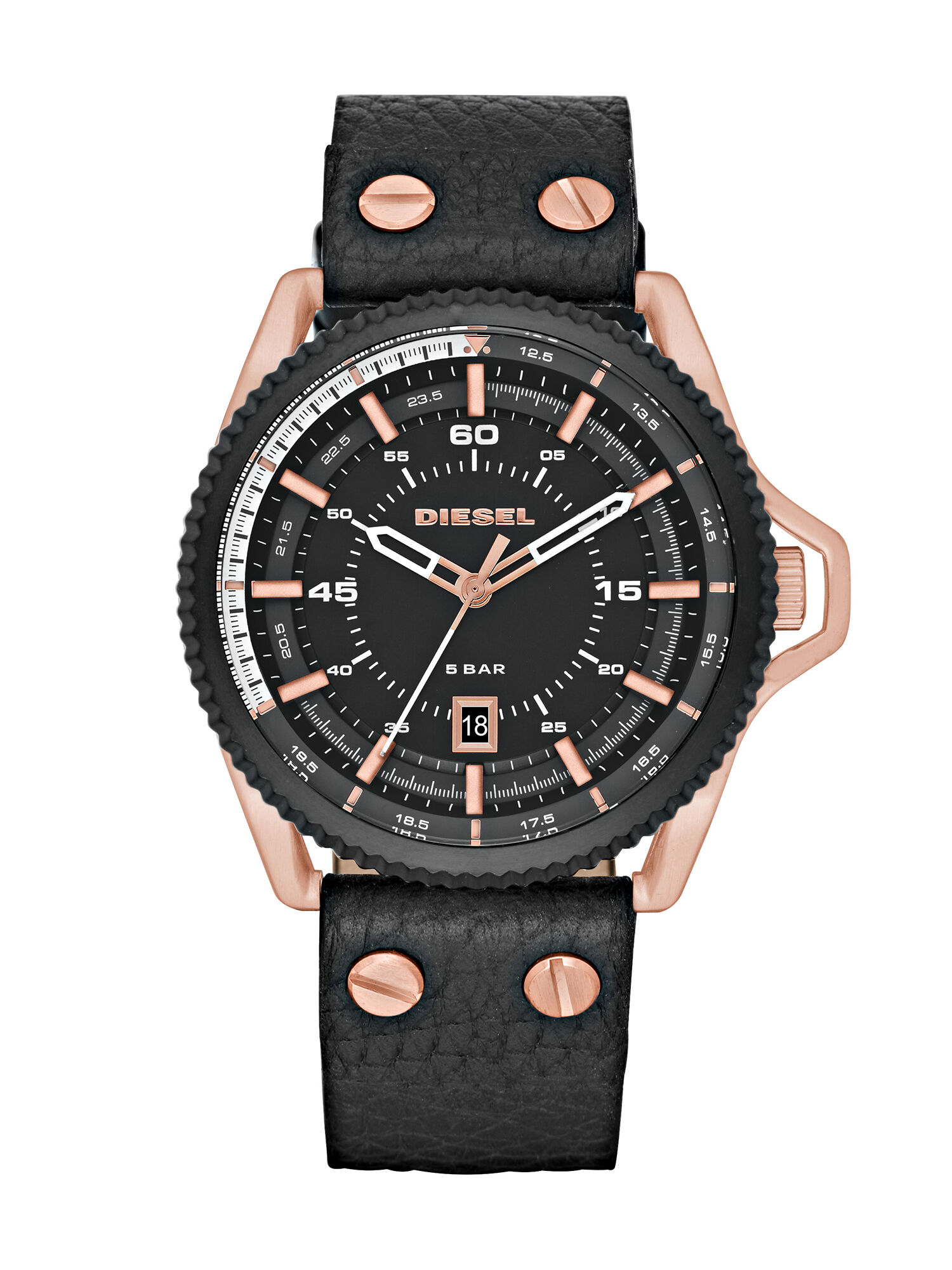 Diesel - DZ1754, Montre noire avec détails or rose, 45 mm Homme in Noir - 1