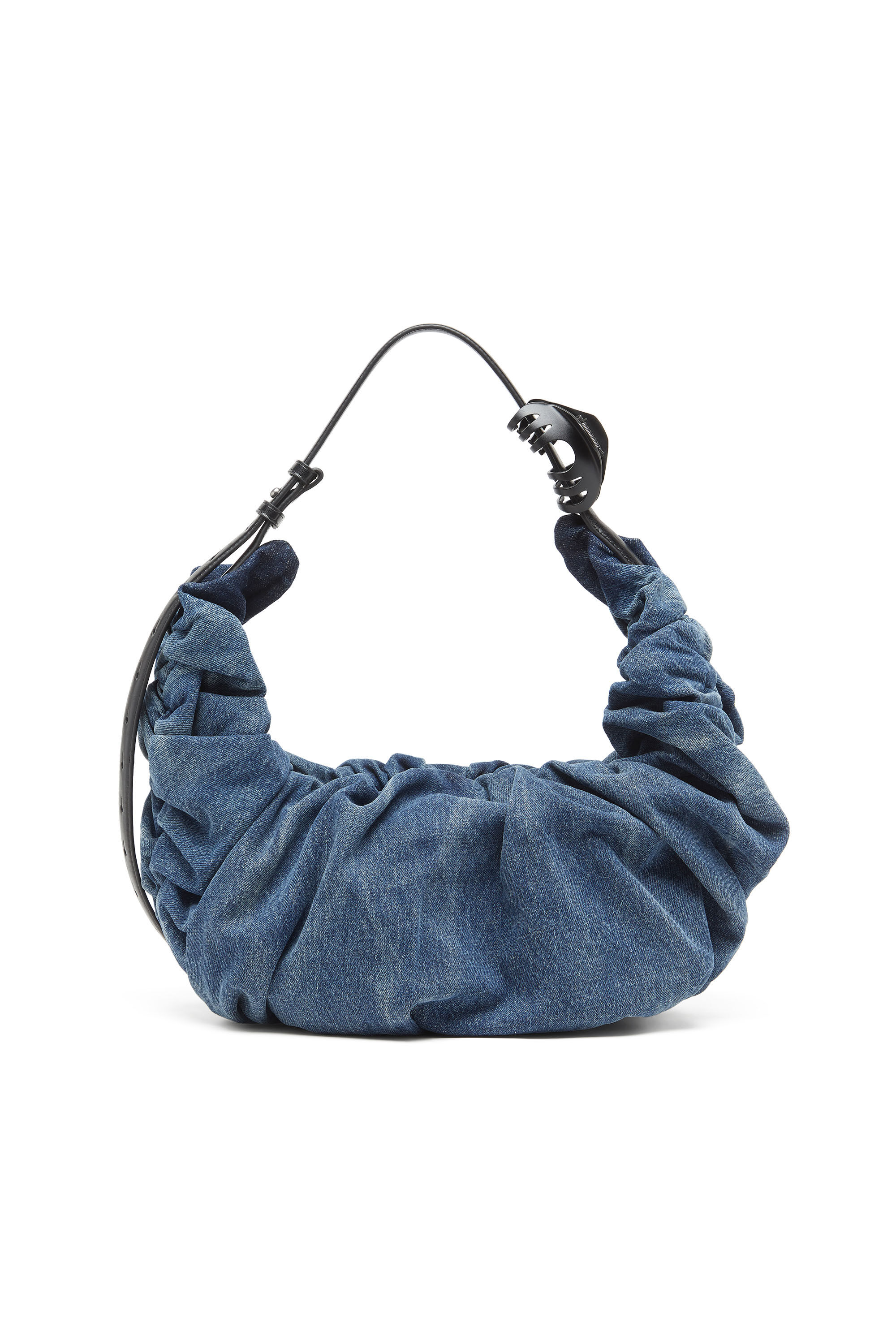 Women's Grab-D-Large scrunched hobo bag in treated denim | Blue