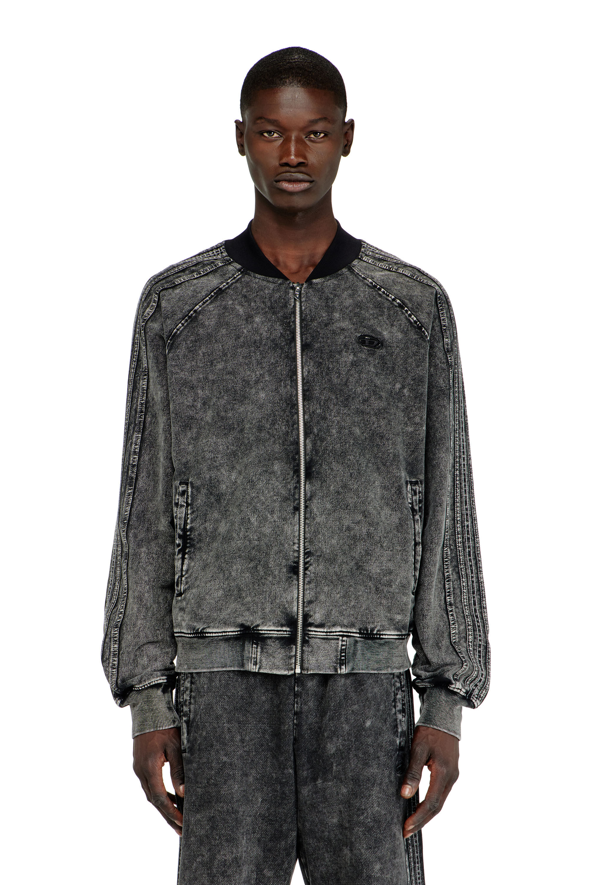 Men's Zip-up sweatshirt with sleeve bands | Grey | Diesel US