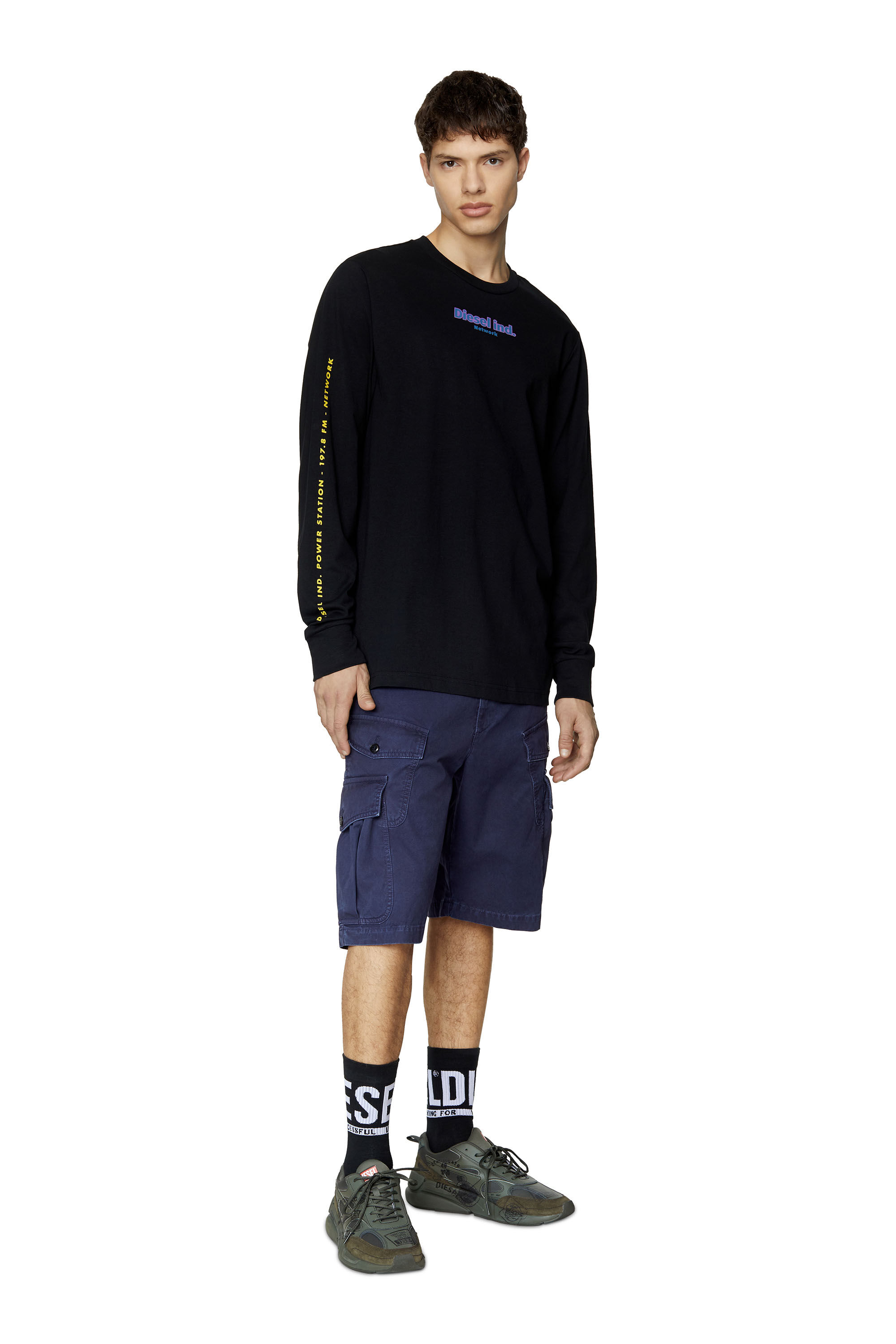 Diesel - P-JOFFE-SHO, Male's Cargo shorts in cotton twill in Blue - 1