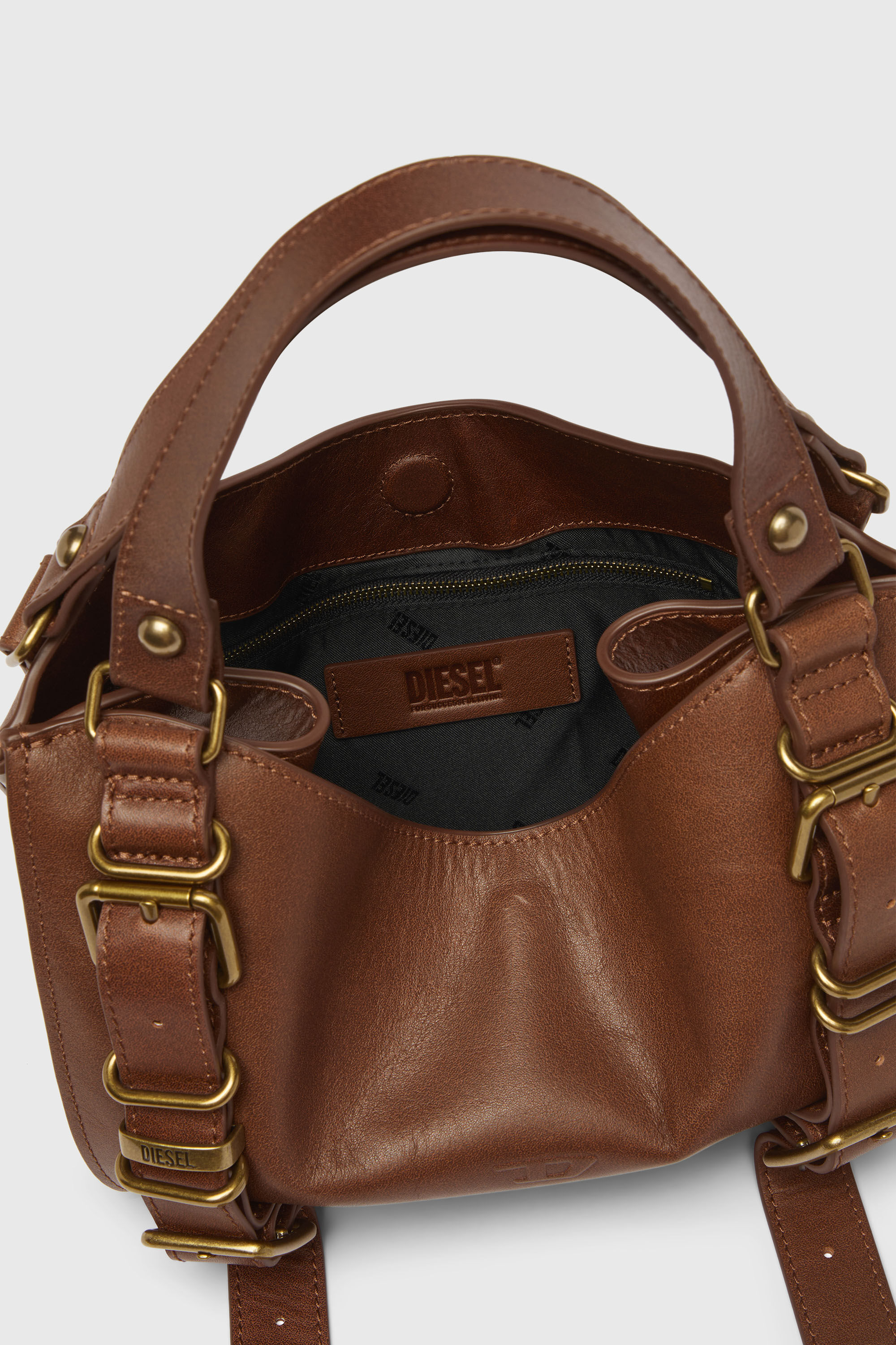 Women's D-One-Small top-handle bag in treated leather | Brown