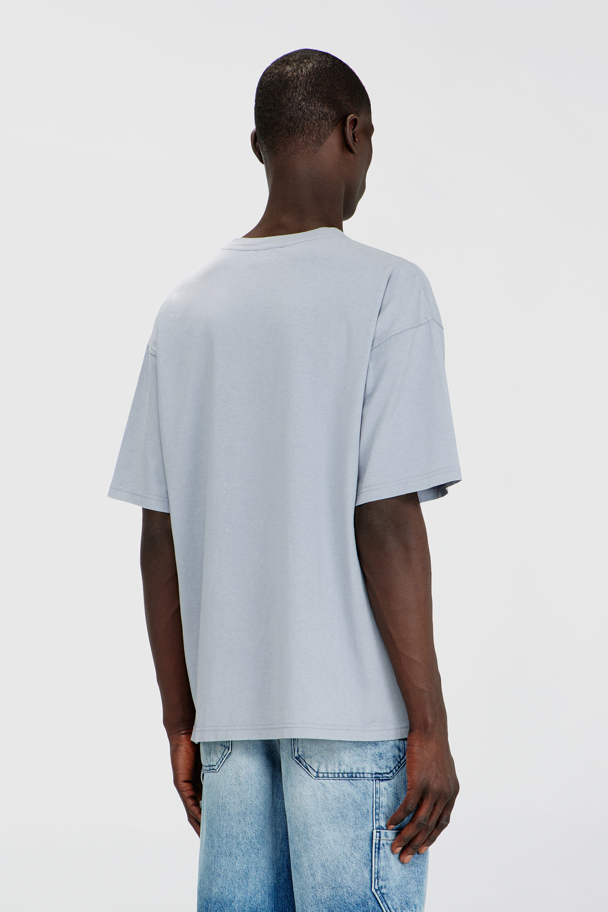 Men's T-shirt with distressed flocked logo | Blue | Diesel US
