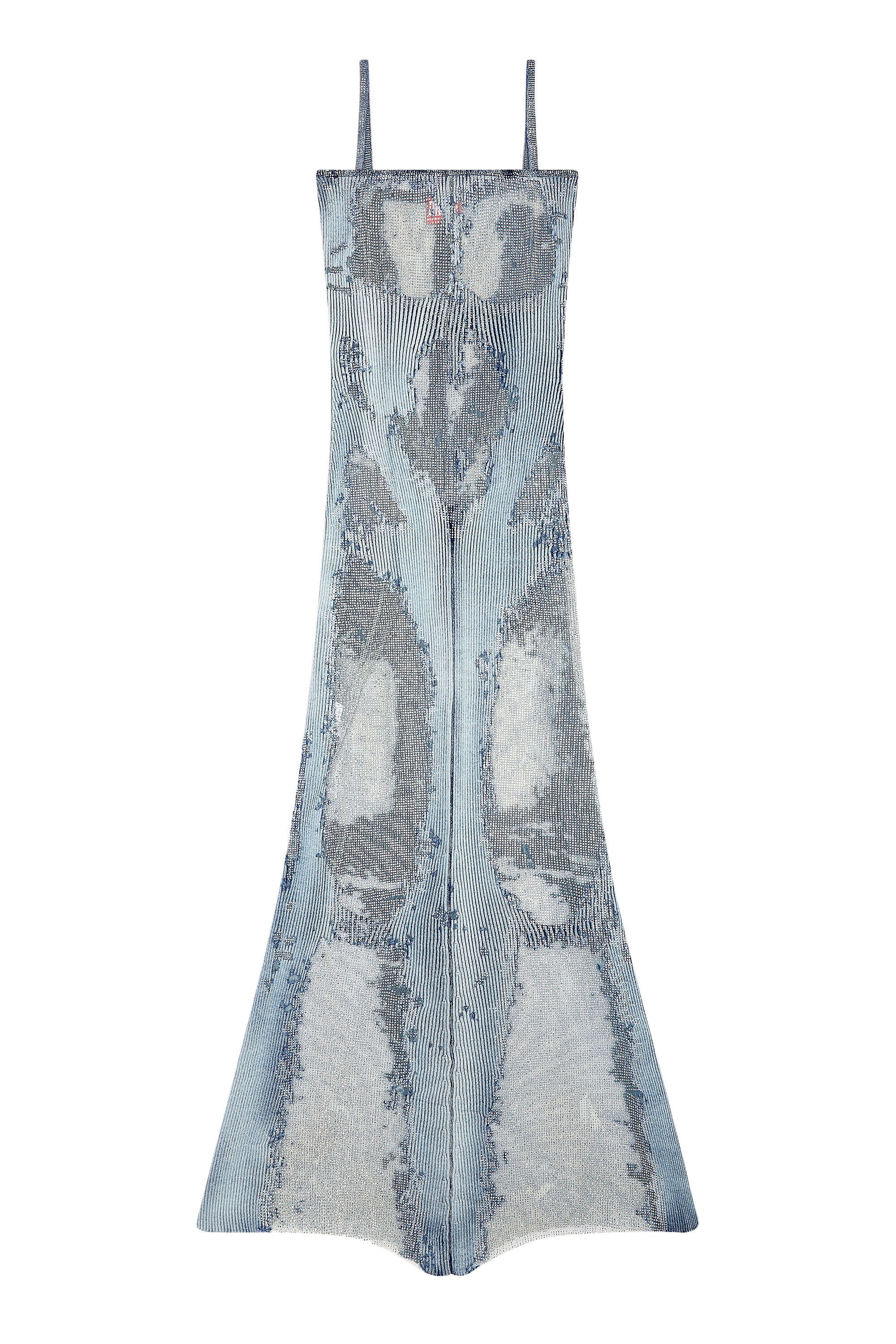Diesel - M-CLAUDIA, Female's Ribbed dress with see-through effect in Medium Blue - 2