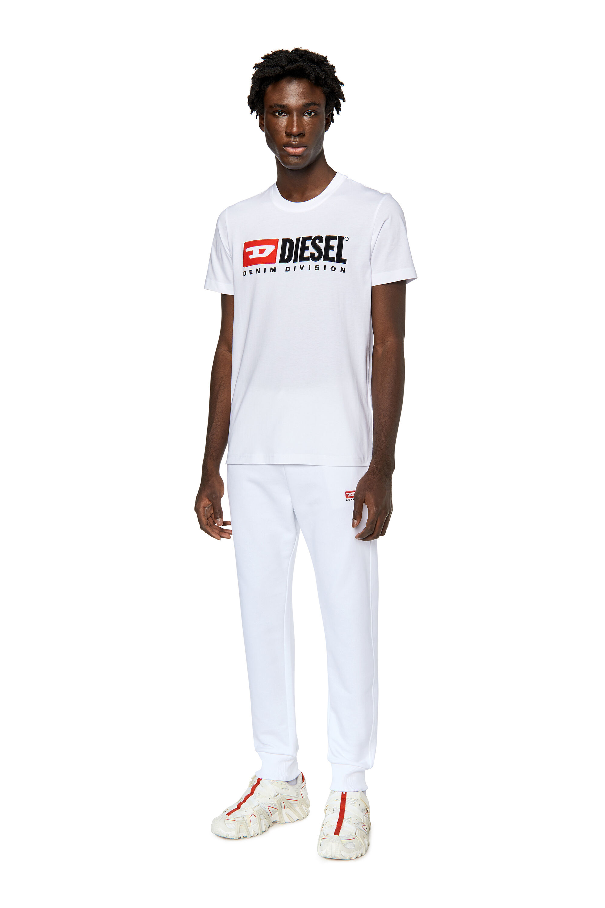 Diesel - T-DIEGOR-DIV, T-shirt avec logo brodé Homme in Blanc - 1
