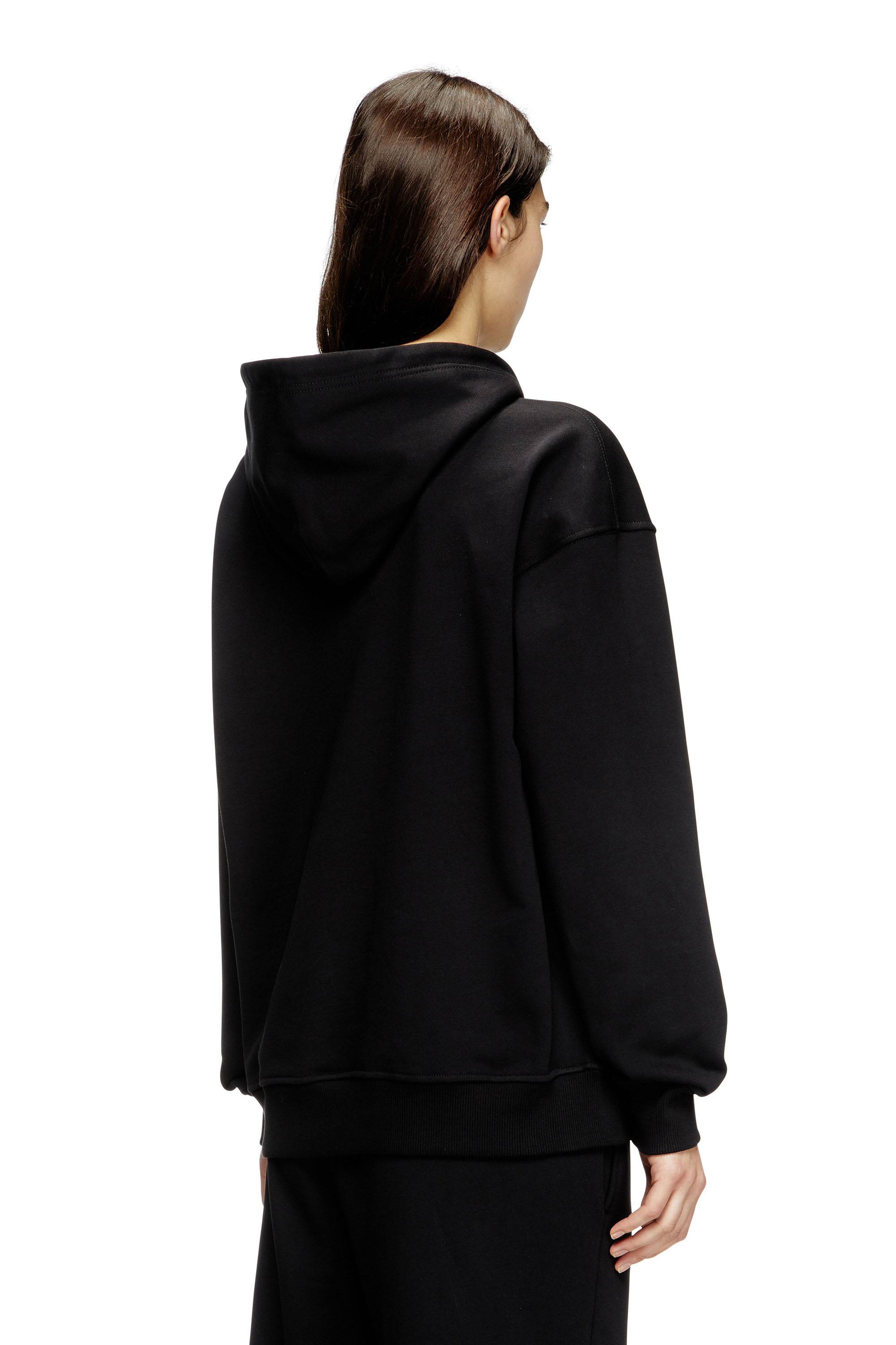 Women's Hoodie with metal-effect Oval D logo | Black | Diesel